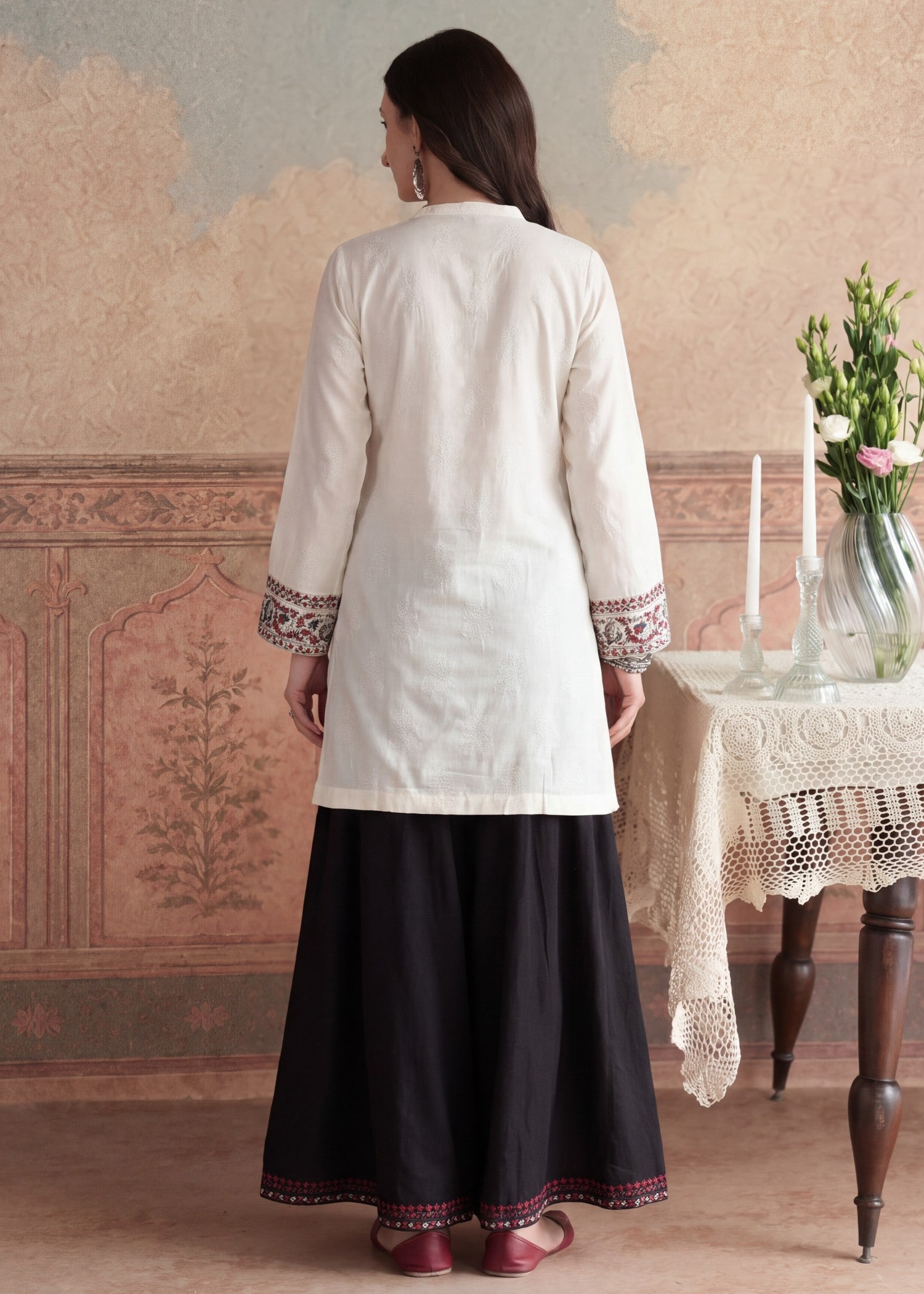 dhanak Sharara in Off-white, black