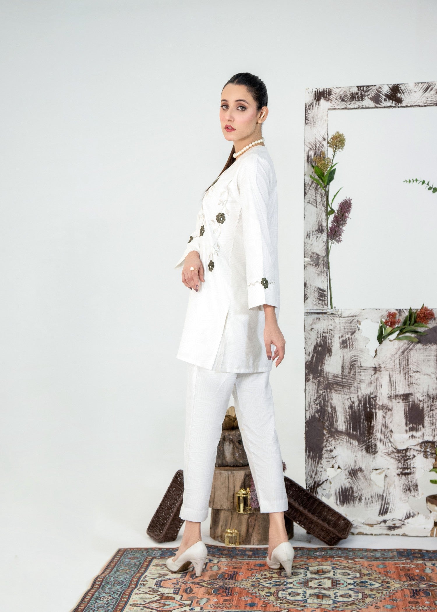 blended satin Co Ord Sets in Cream