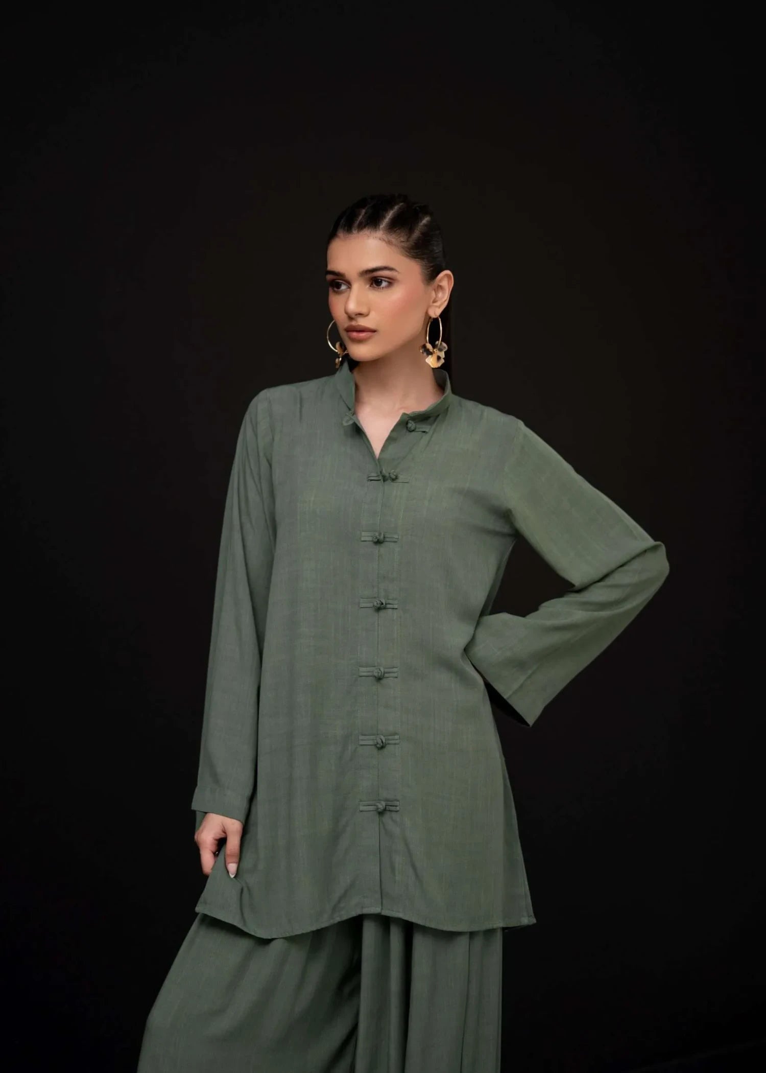 irish linen Co ord Sets in Olive green
