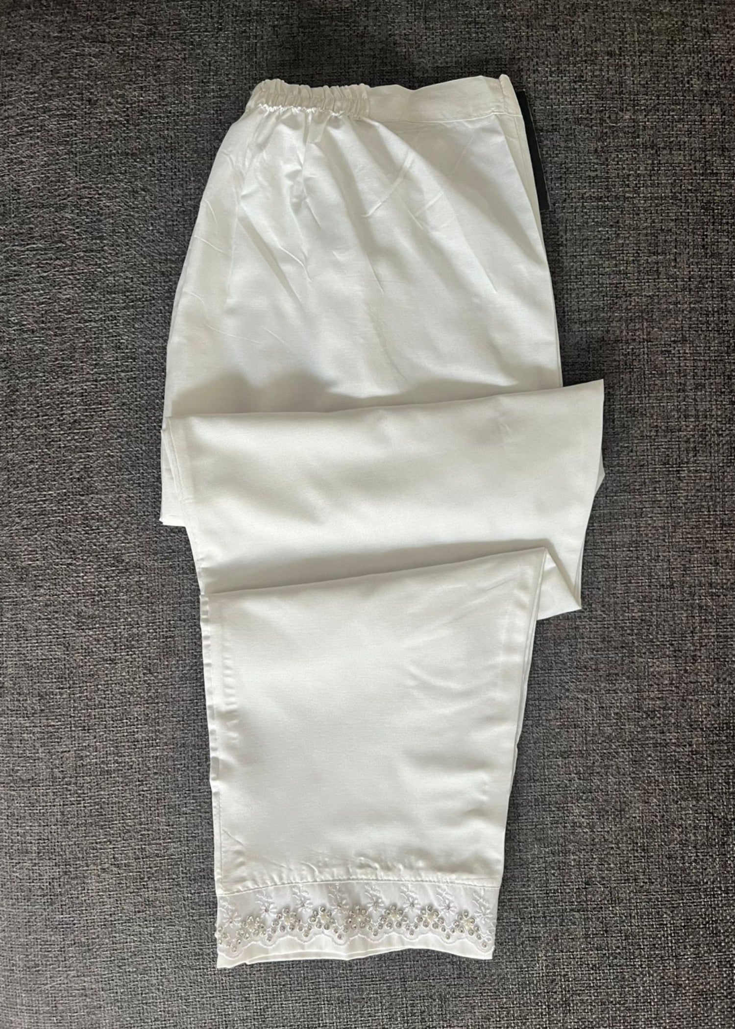 cotton silk Trousers in Eggshell