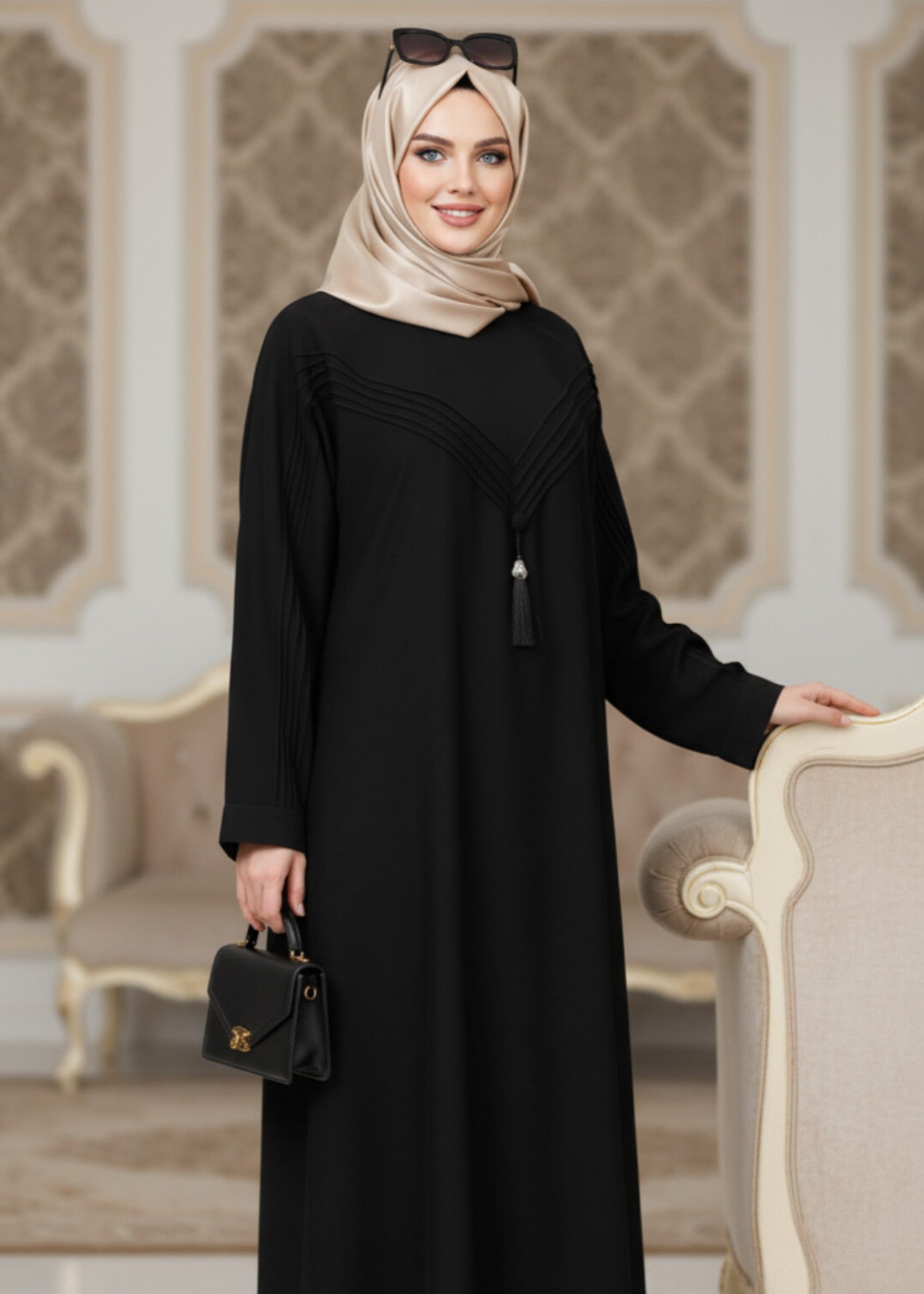 nidha Abaya in Black