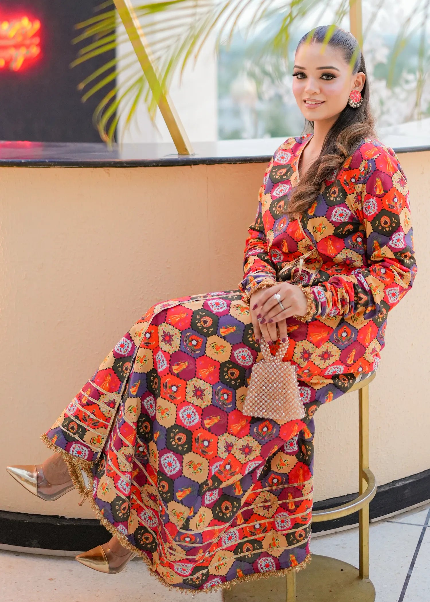 lawn Angrakha in Multi