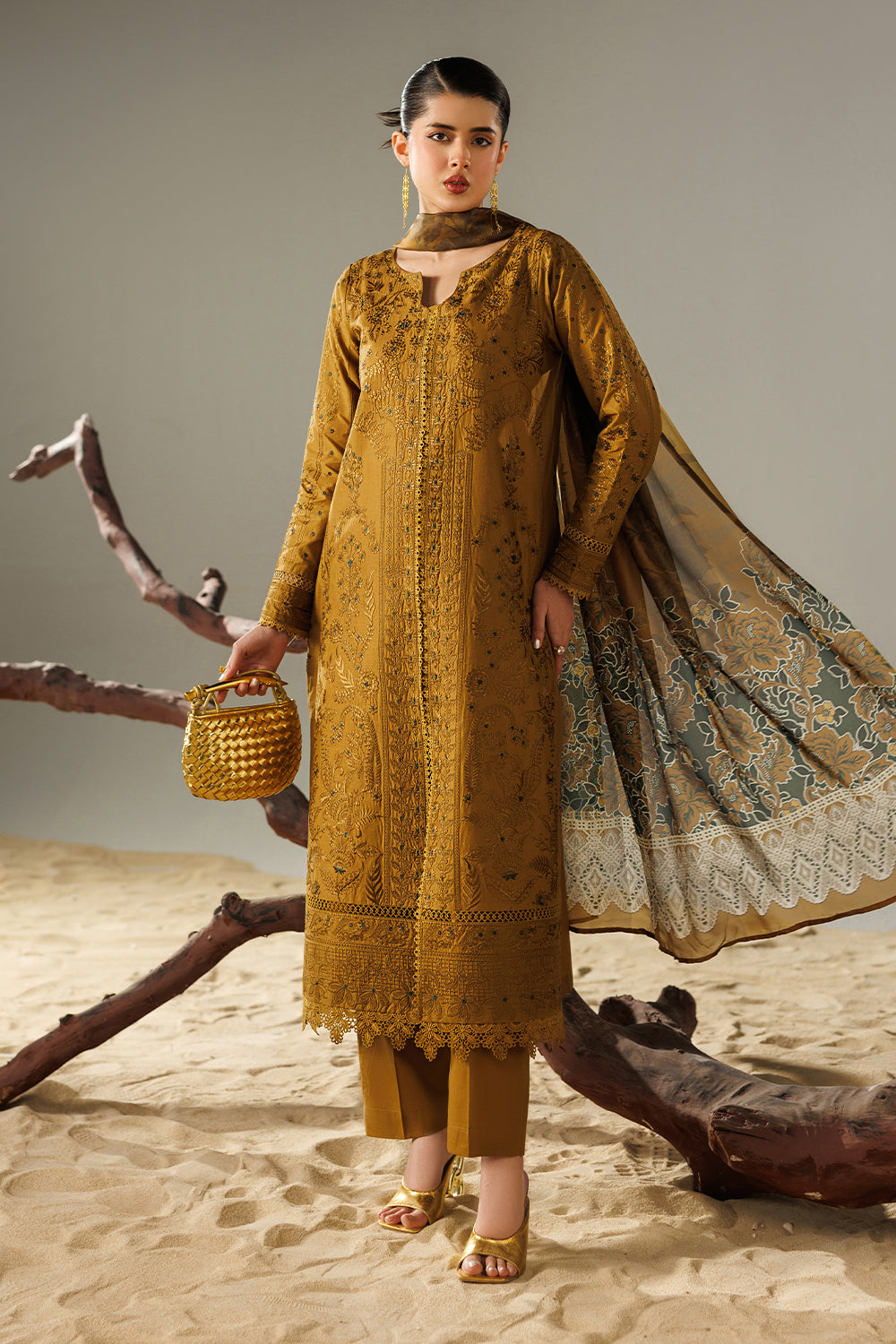cotton dobby Kurta Set in Mustard
