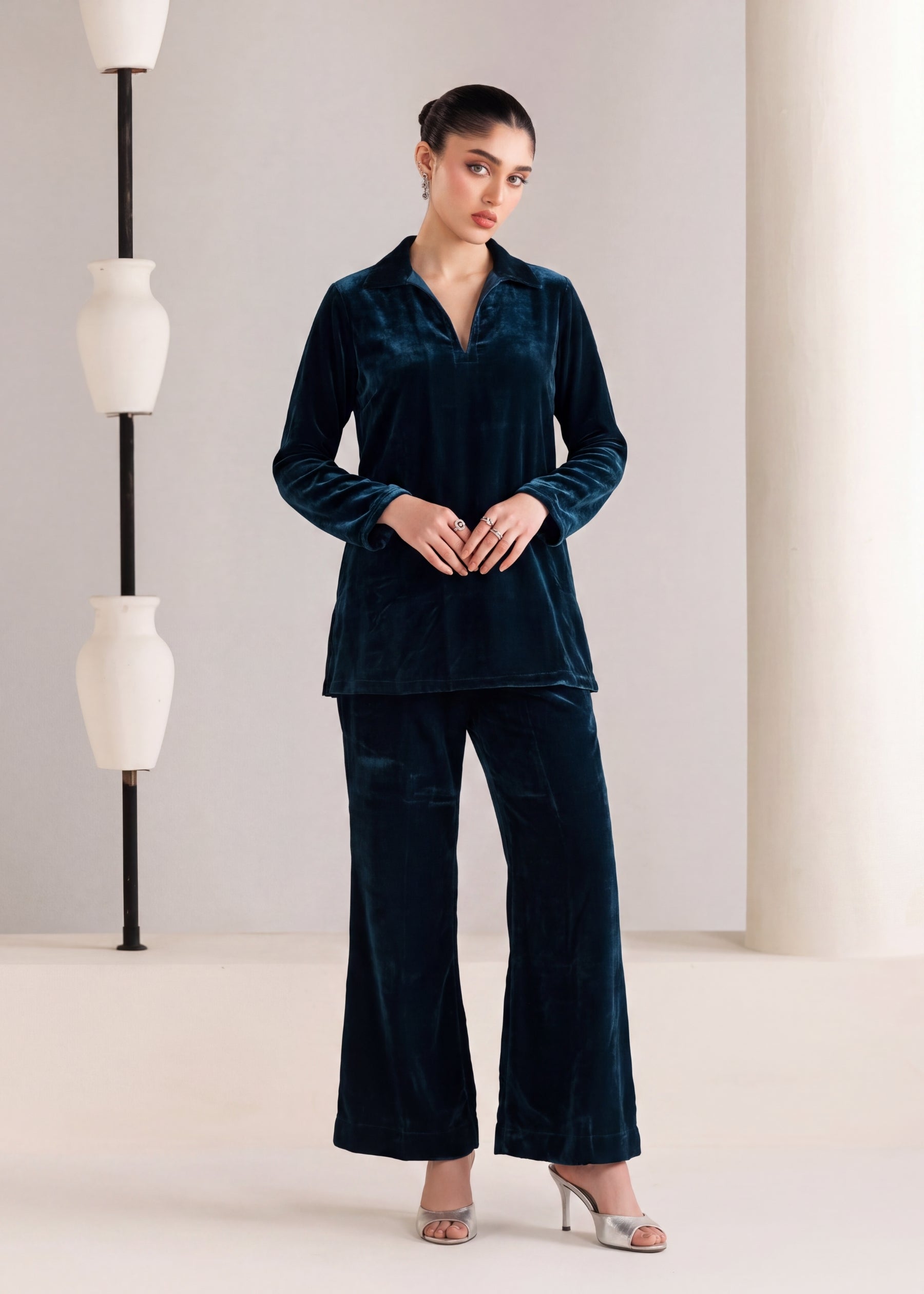 velvet Co Ord Sets in Teal
