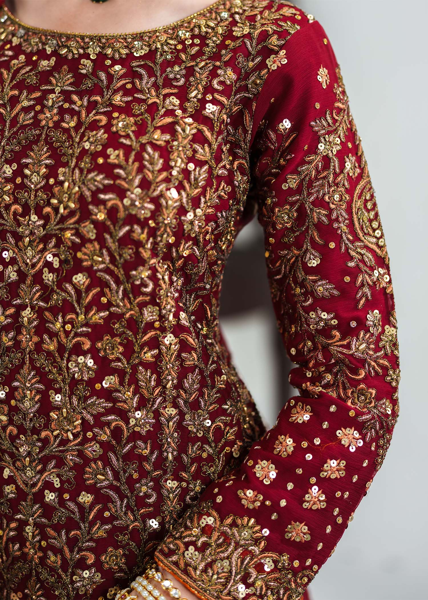 pk chiffon Lehenga in Red