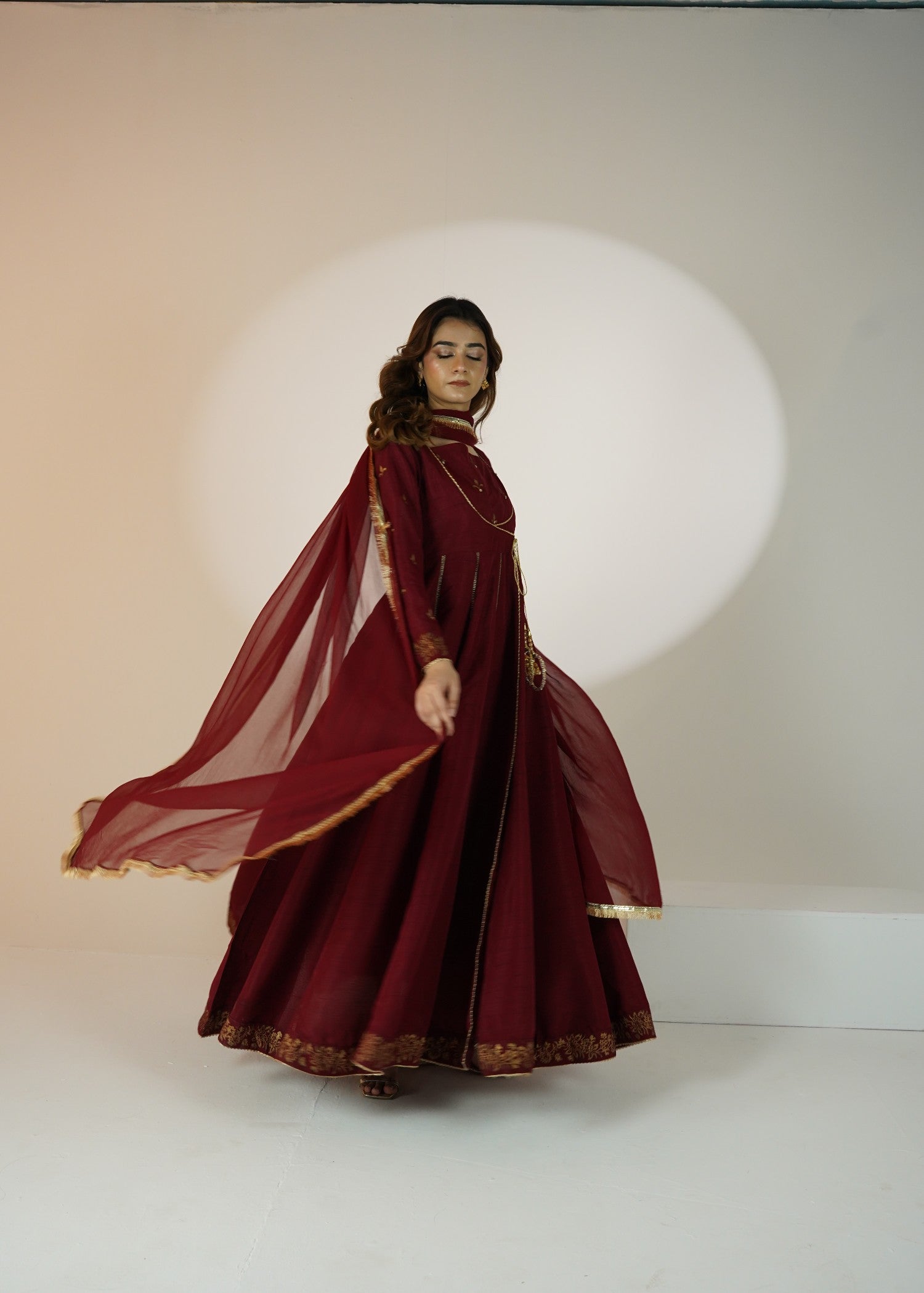 raw silk Angrakha in Burgundy