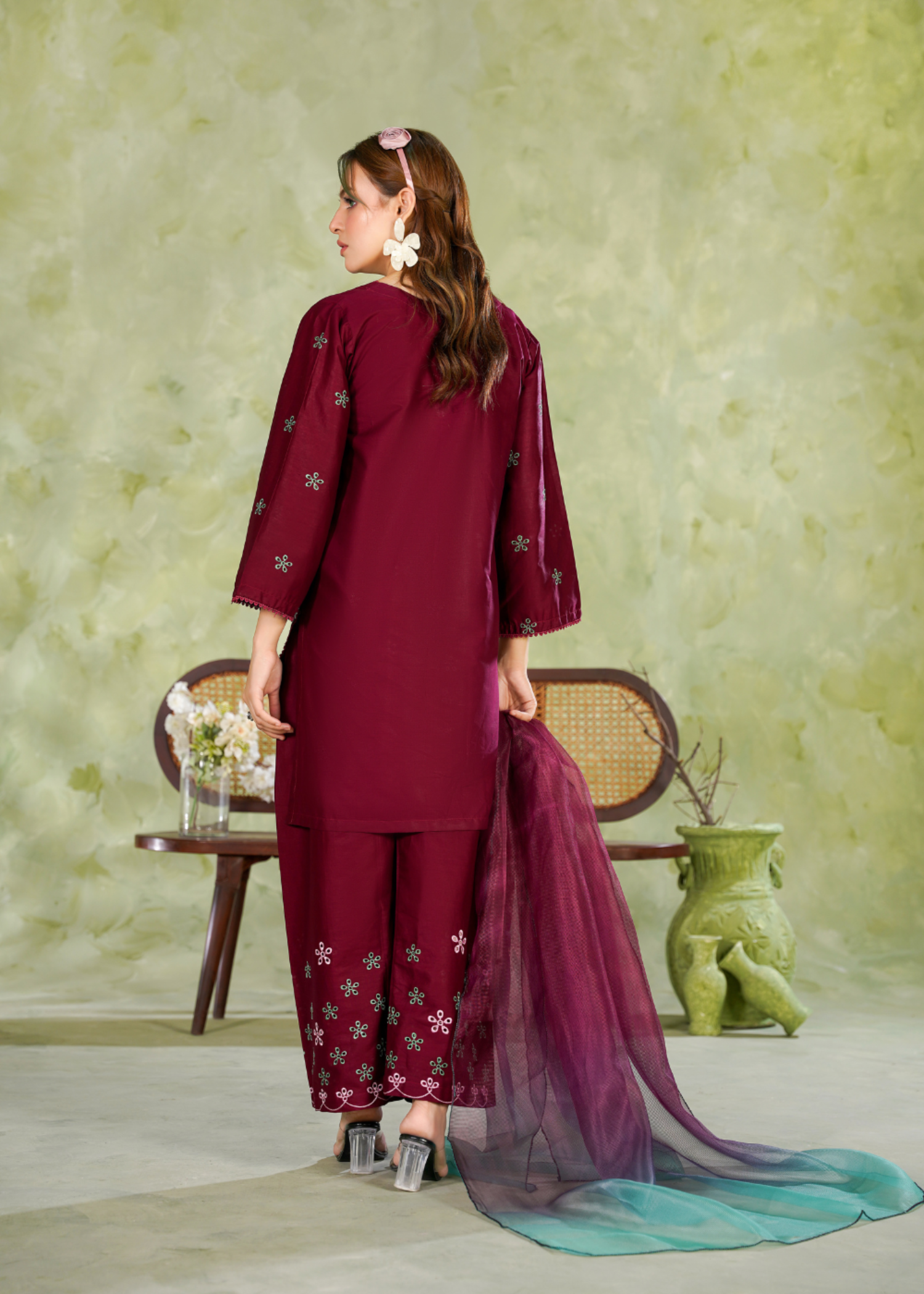 cotton Kurta Set in Blood red