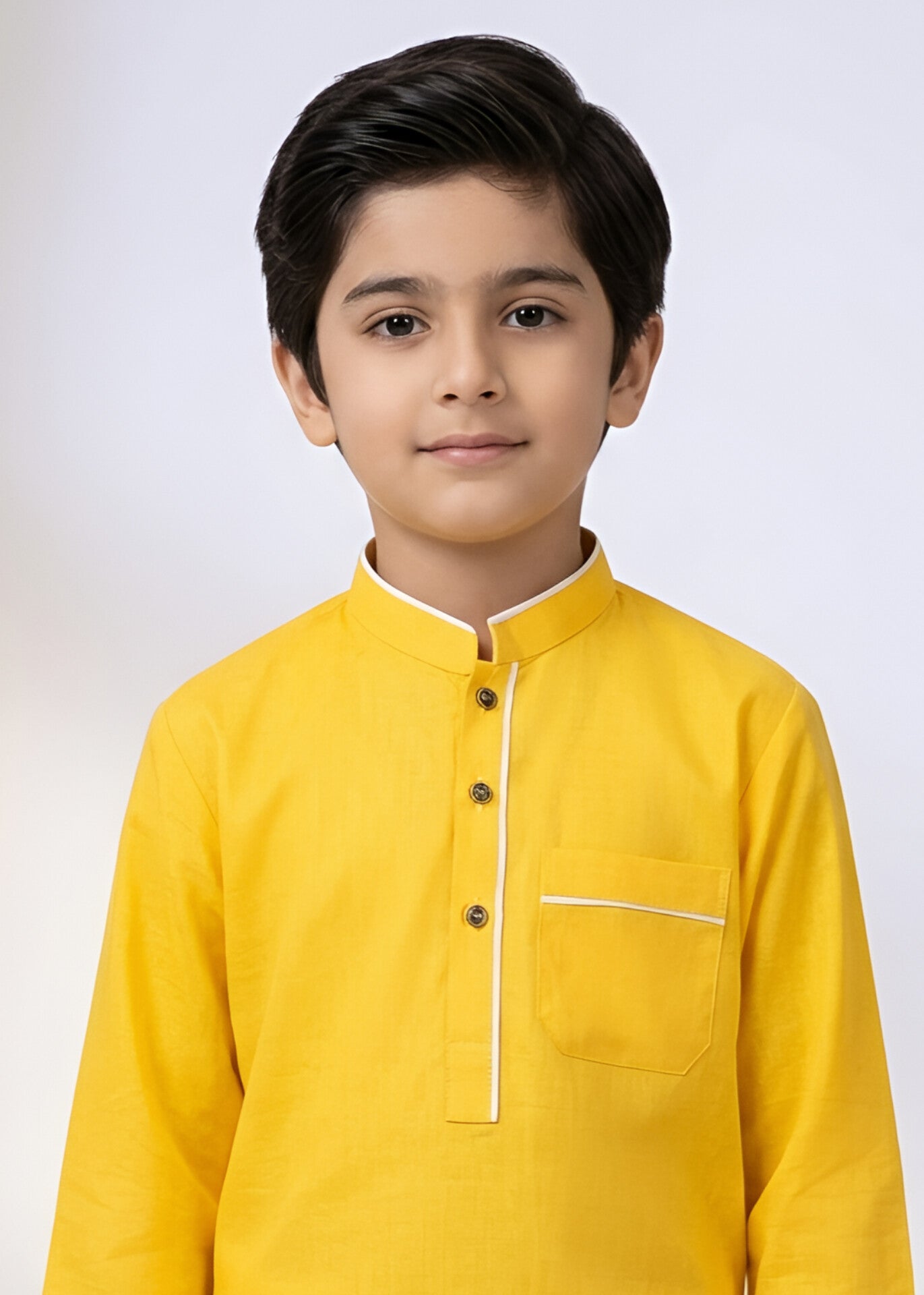 cotton Kurta Set in White, gold