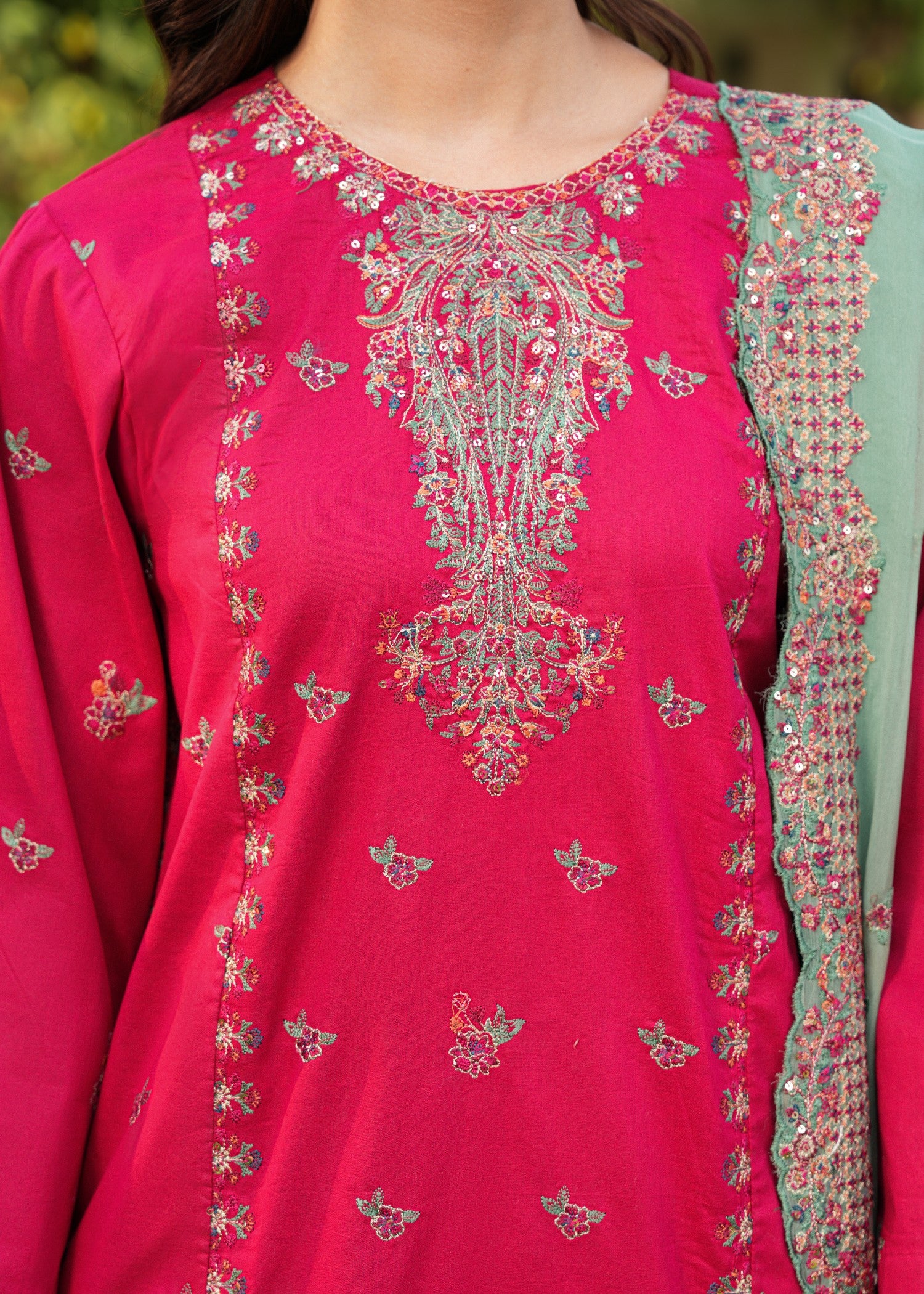 cotton Kurta Set in Shocking pink, powder blue