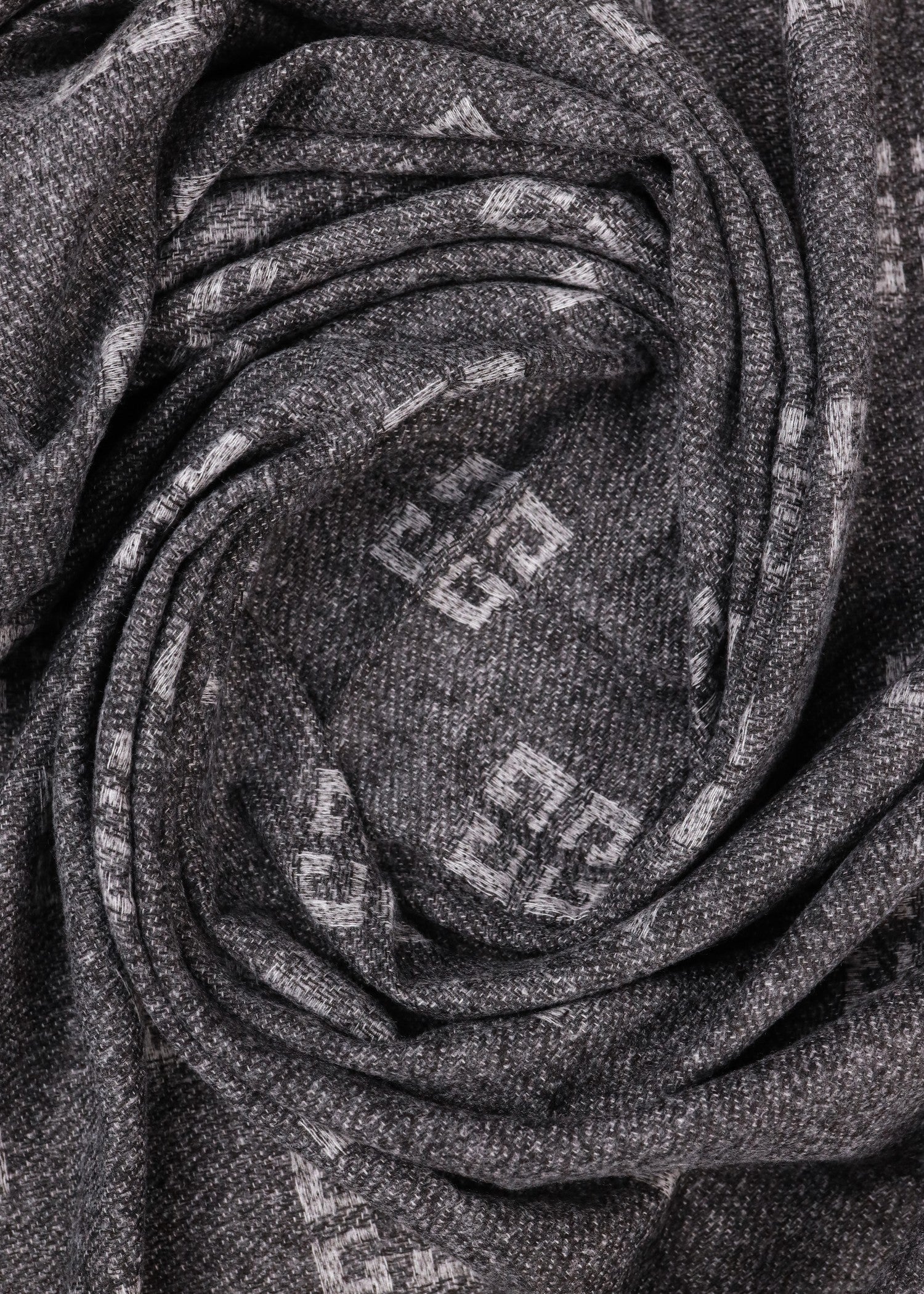 wool Hijab in White, dark grey