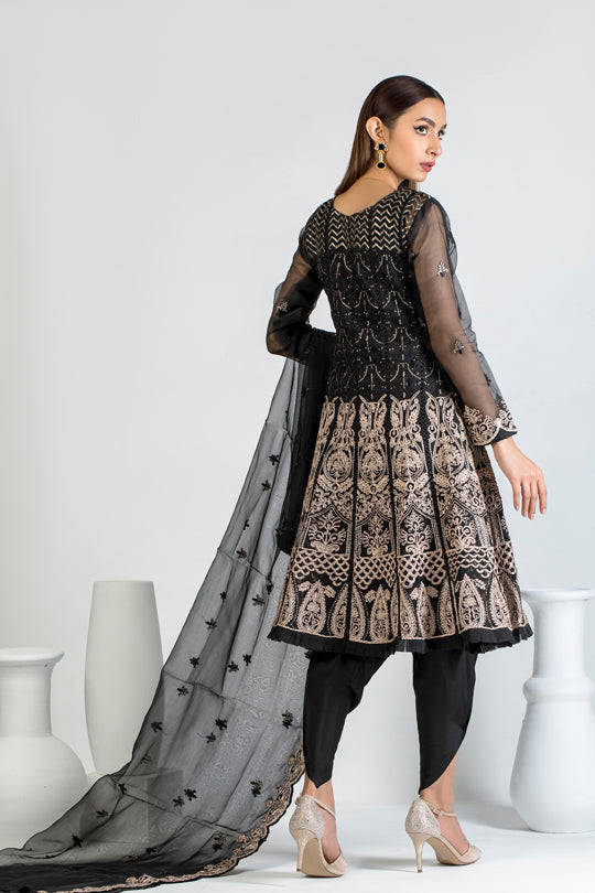 organza Short Frock in Black