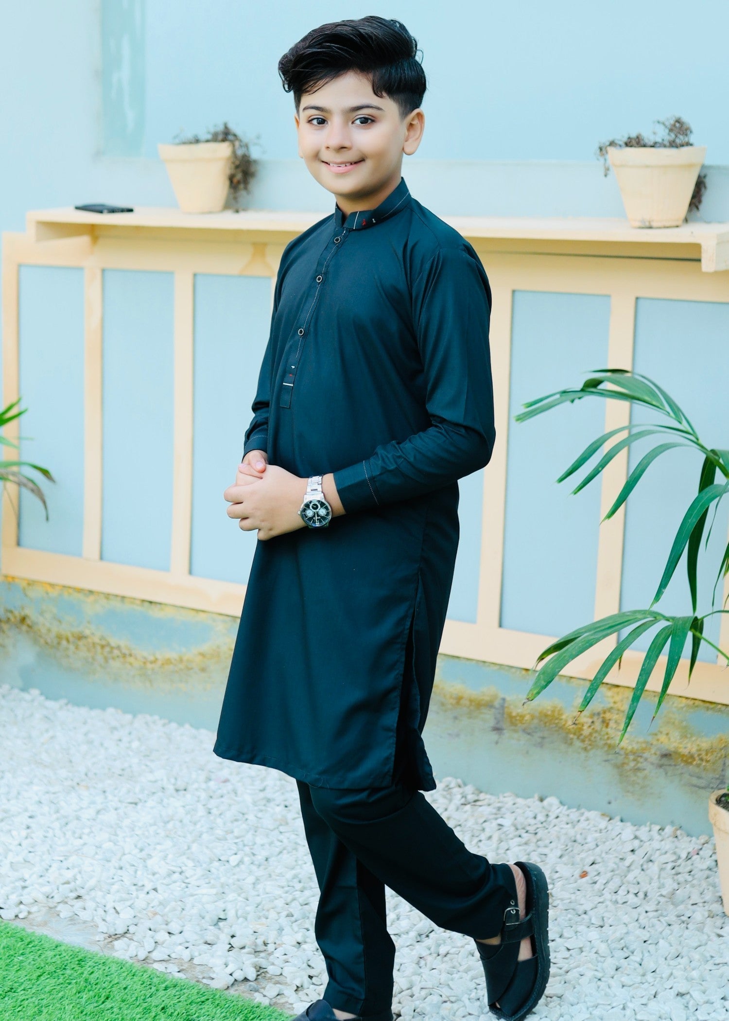 wash & wear Kurta Set in Pine green