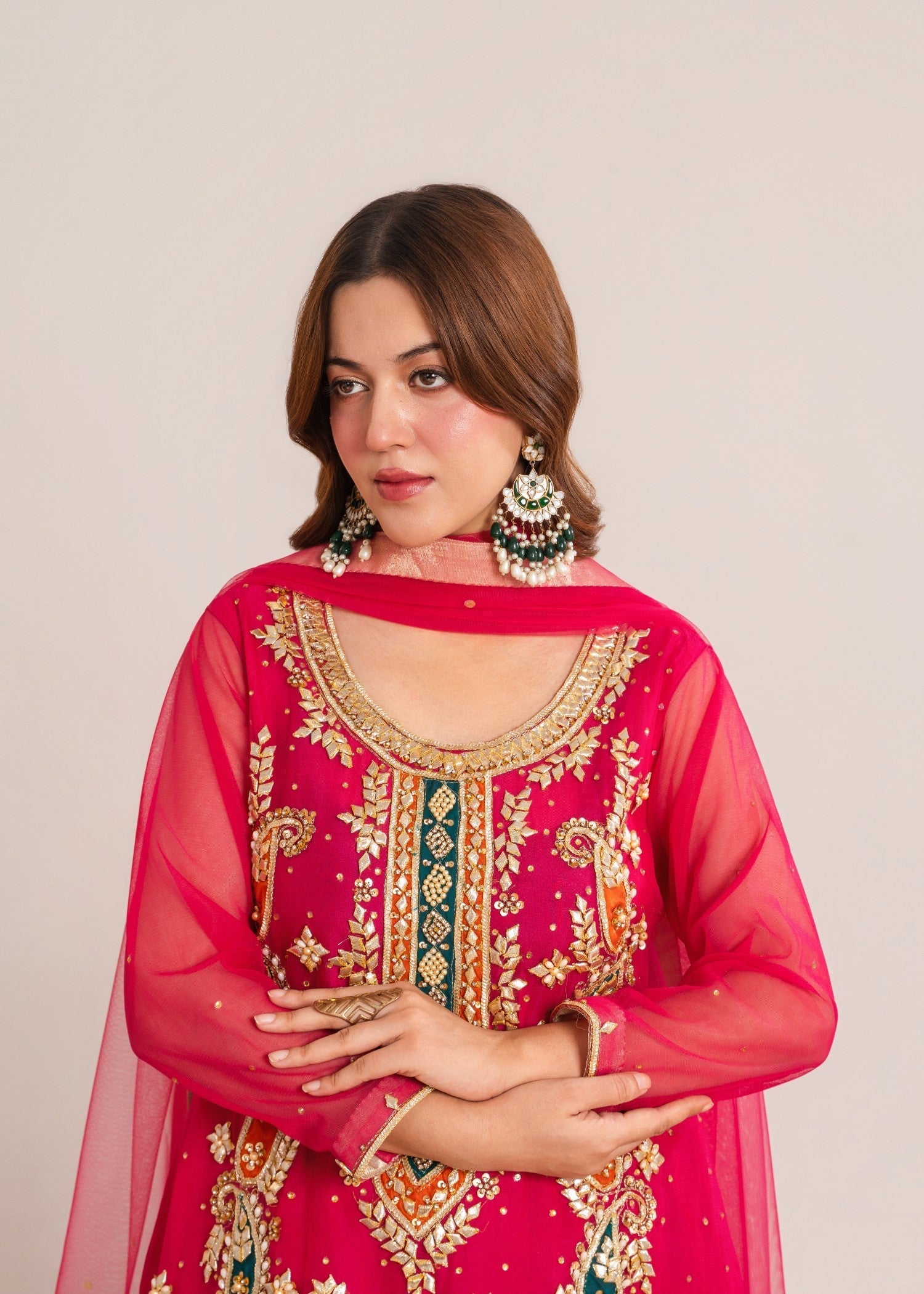 net Sharara in Shocking pink