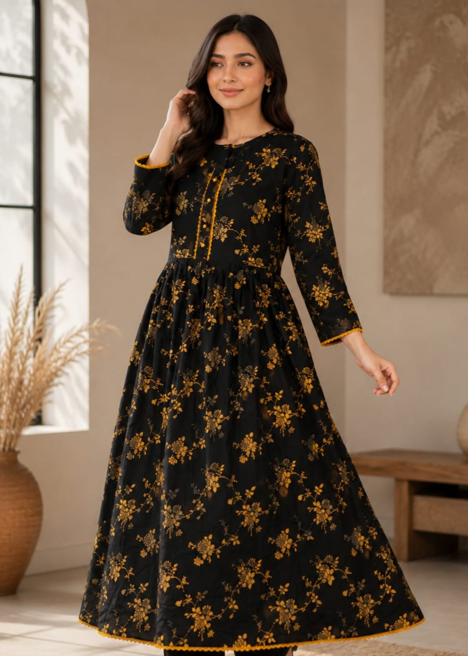 linen Maxi in Black
