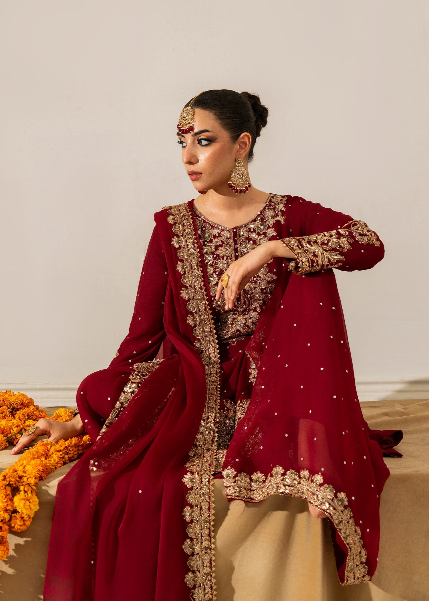 chiffon Sharara in Maroon