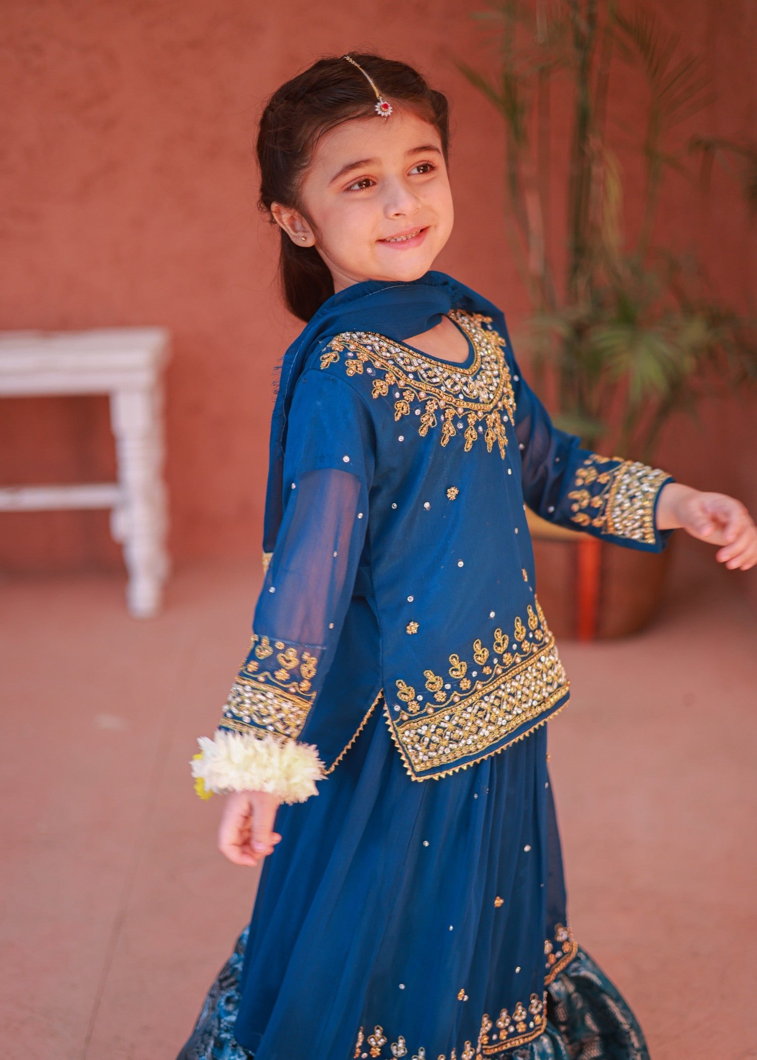 chiffon Lehenga in Blue