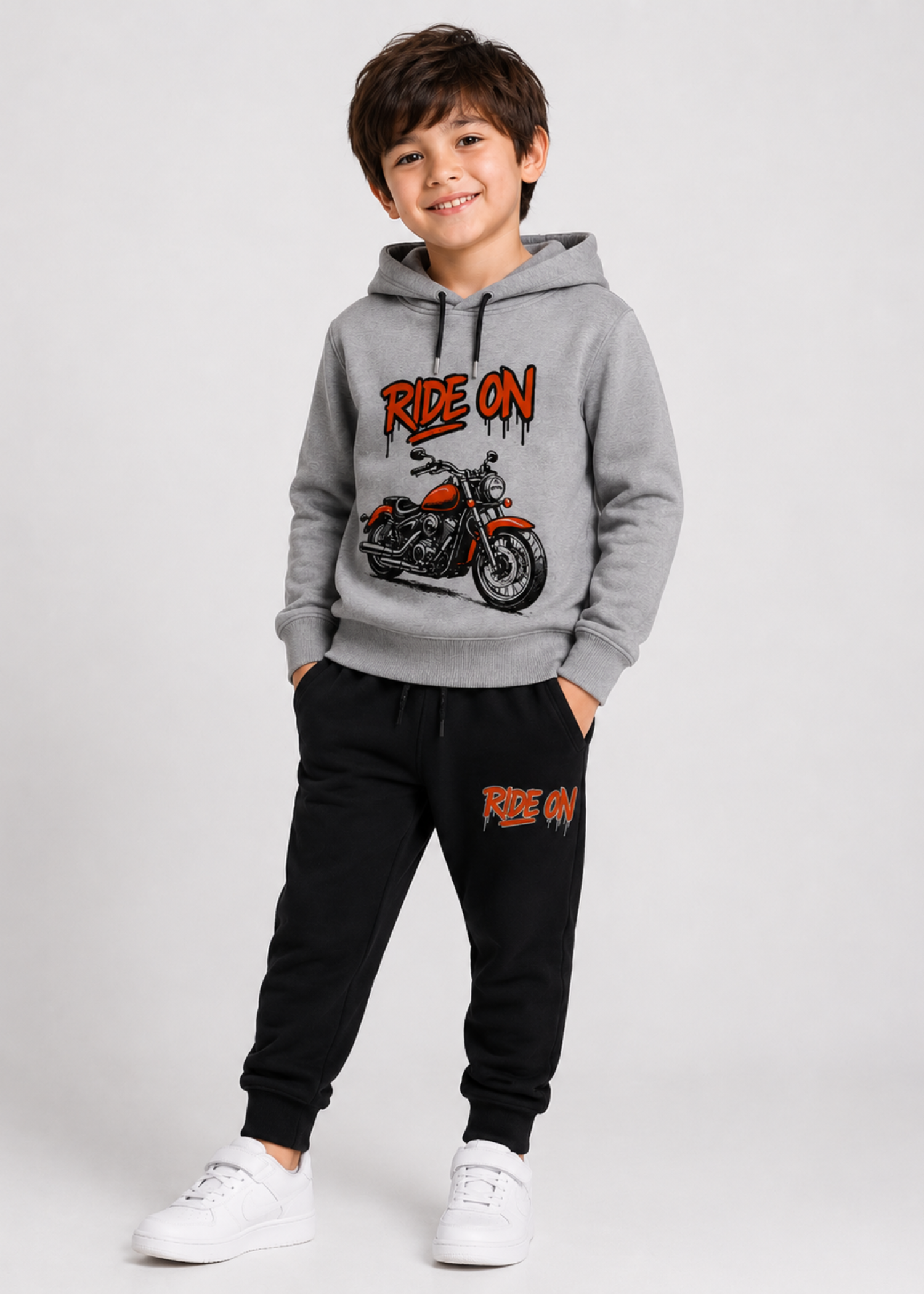 fleece Tracksuit in Silver, black