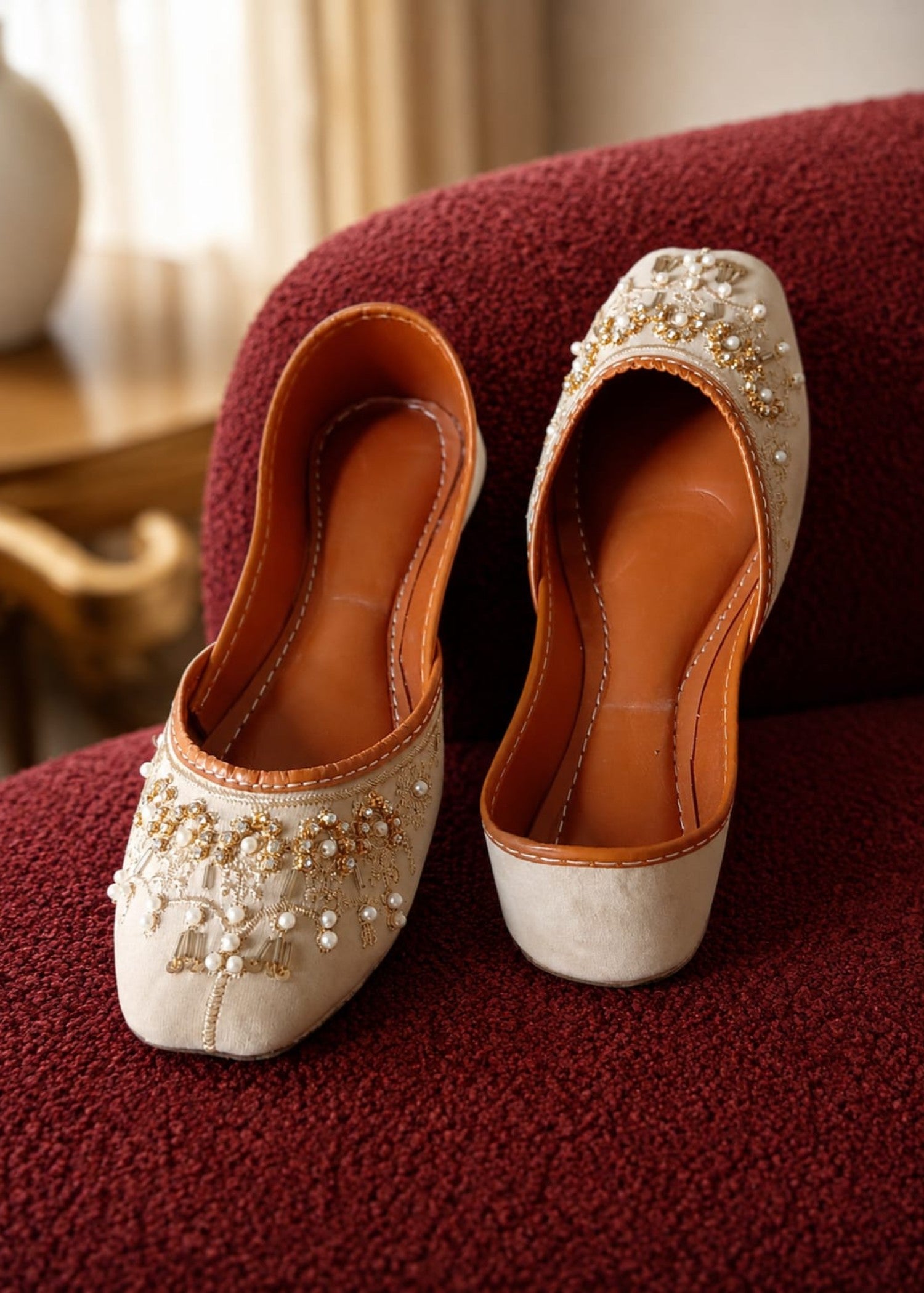 Khussa in Beige by - High Quality Women Khussa LUR3945