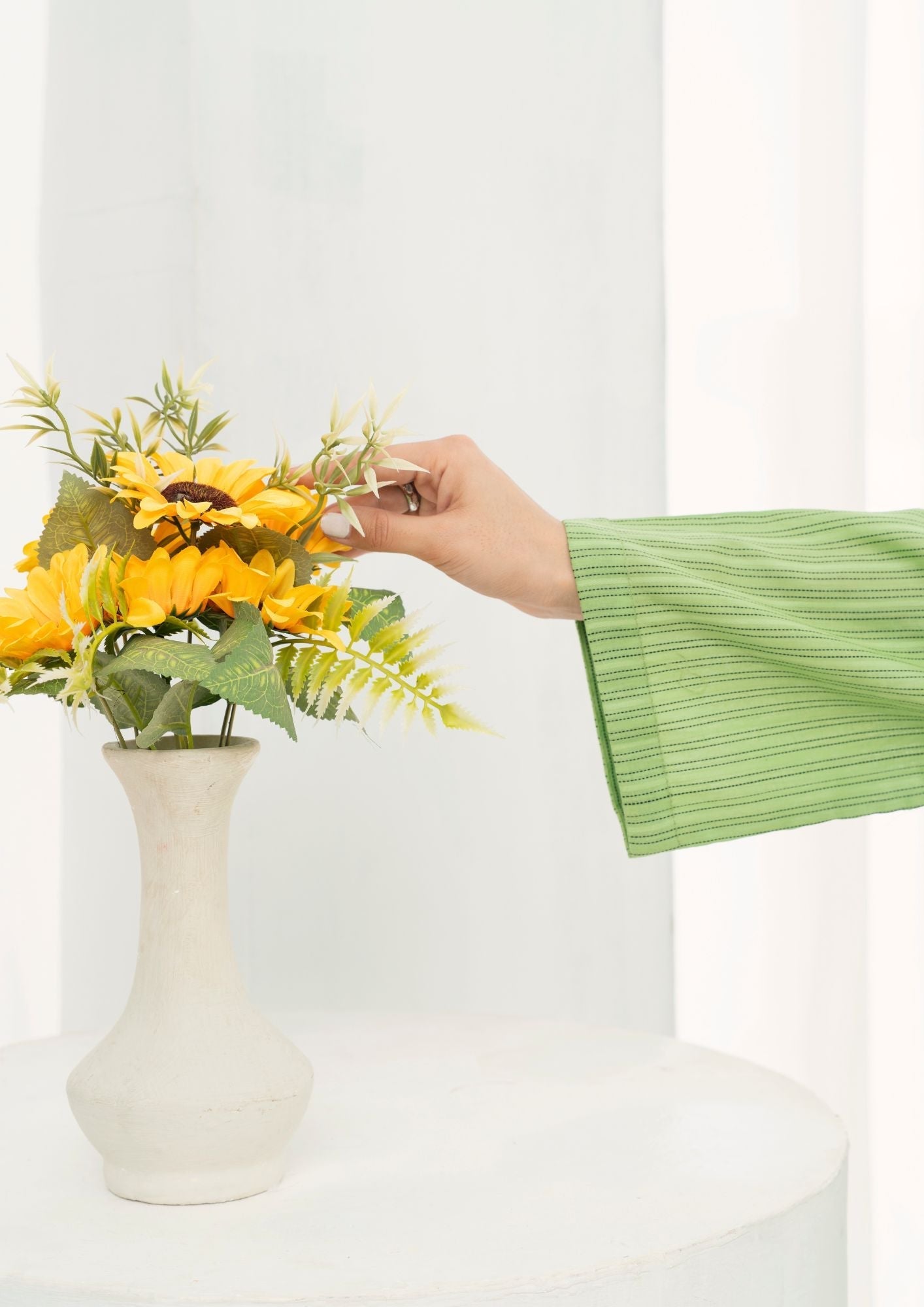 textured lawn Kurti in Herb green