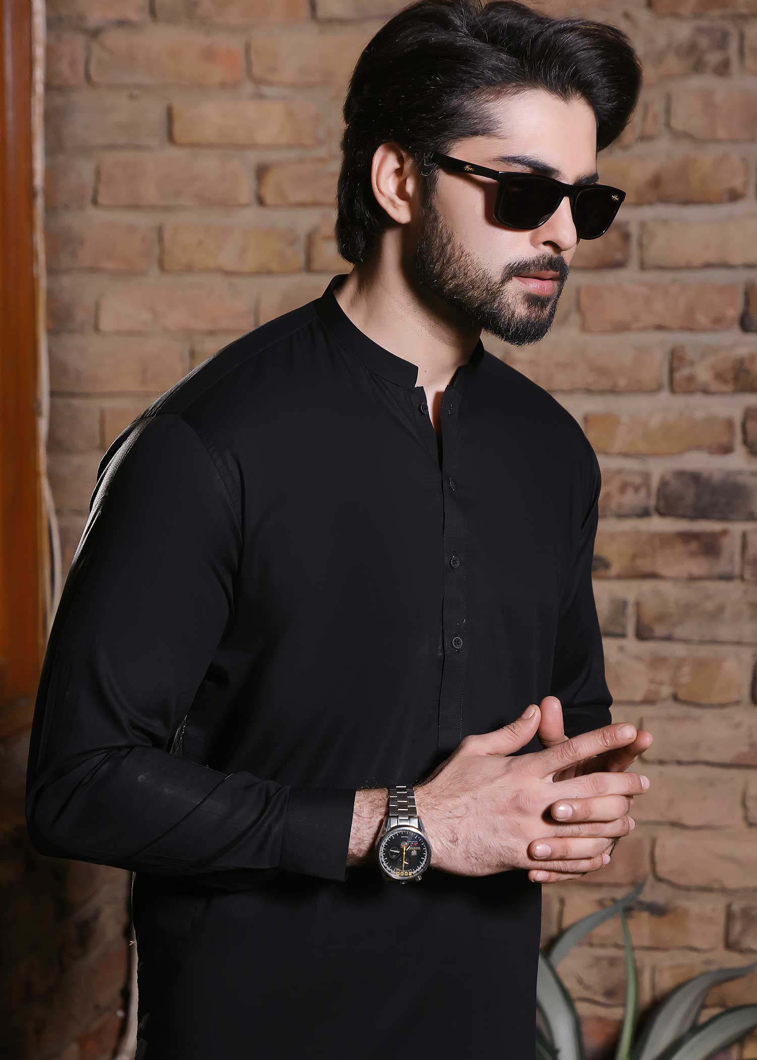cotton Shalwar Kameez in Black by The Great Masters (TGM)