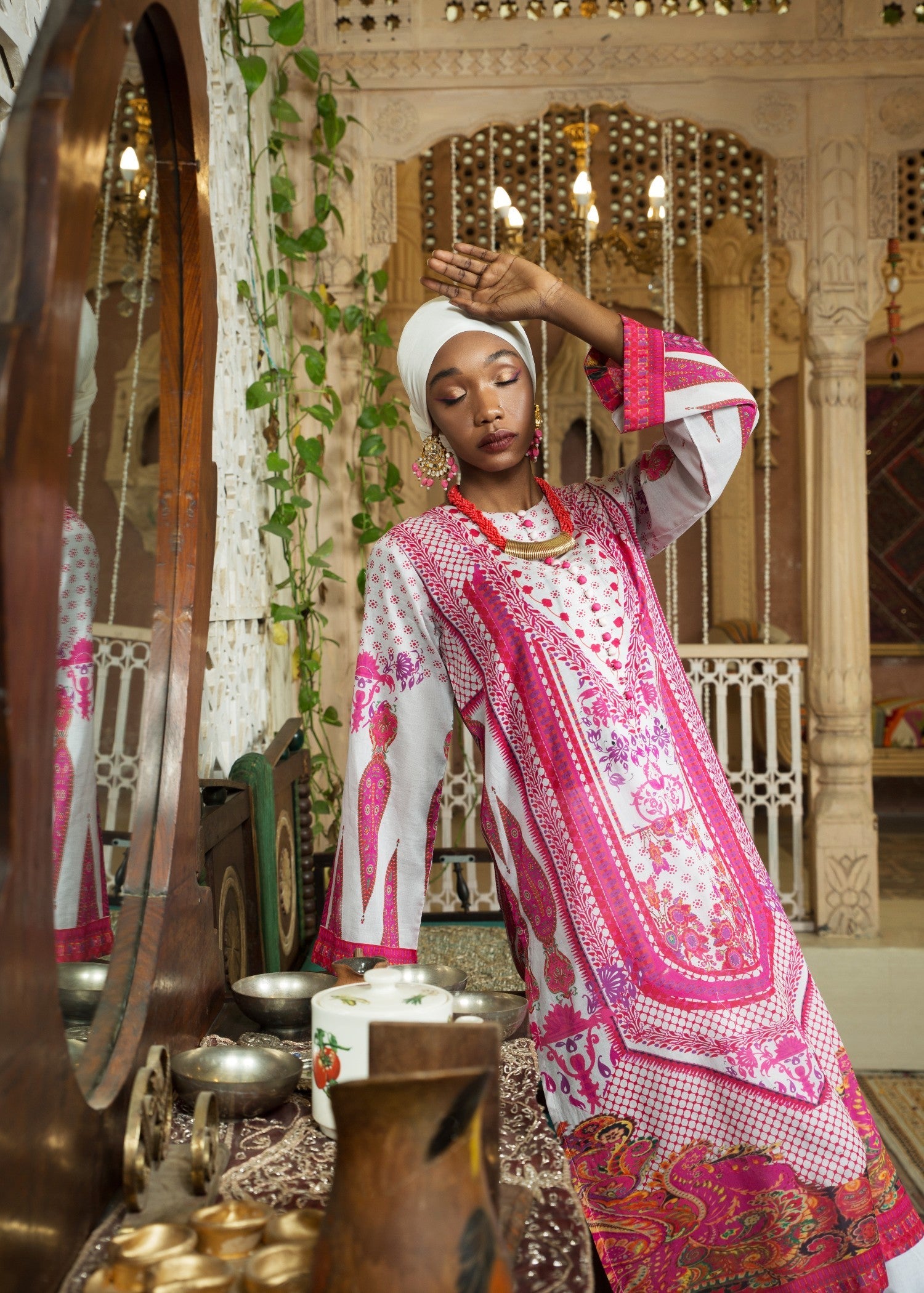 lawn Kurti in Hot pink, pink