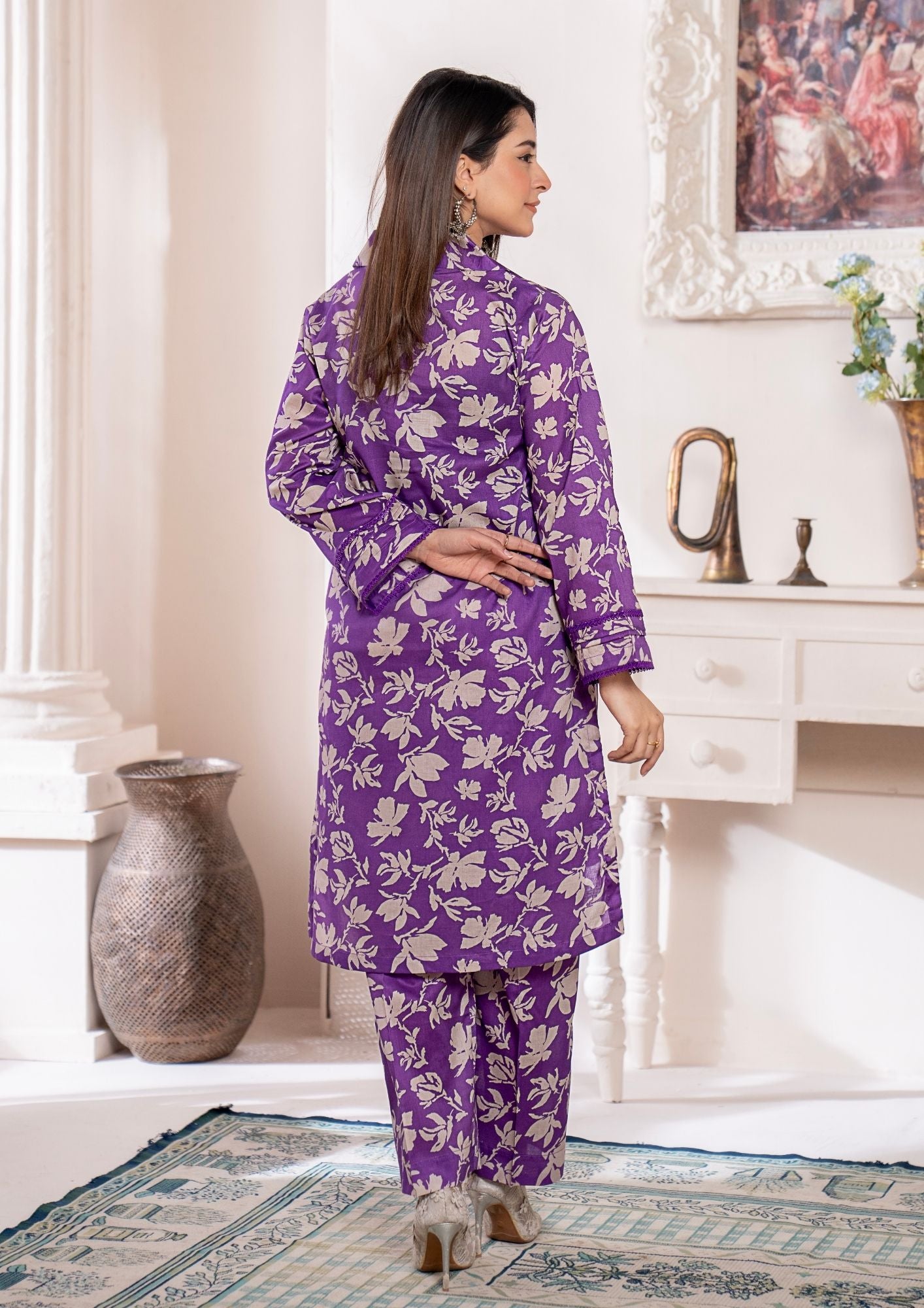 lawn Co Ord Sets in Royal purple