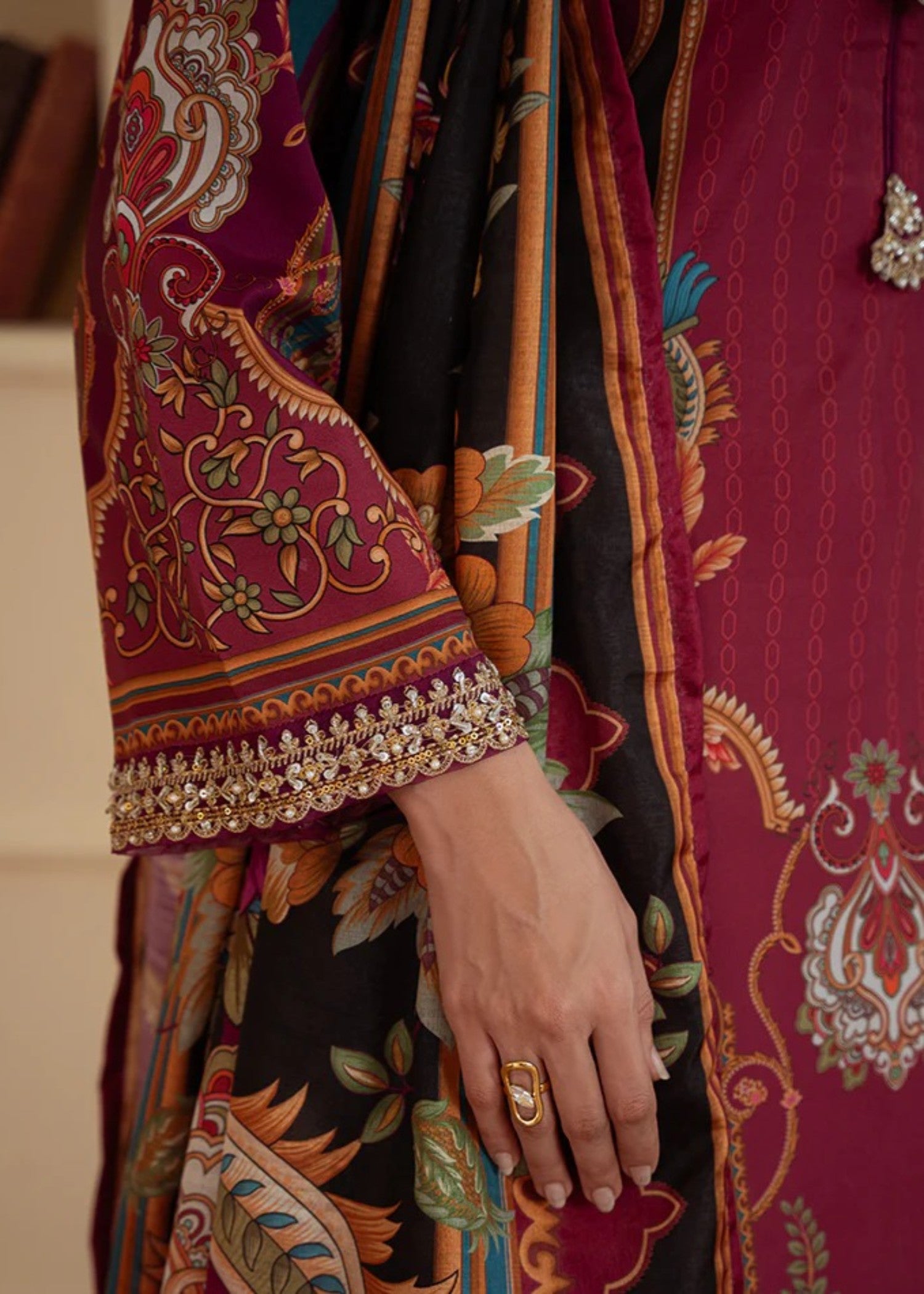 silk Kurta Set in Wine