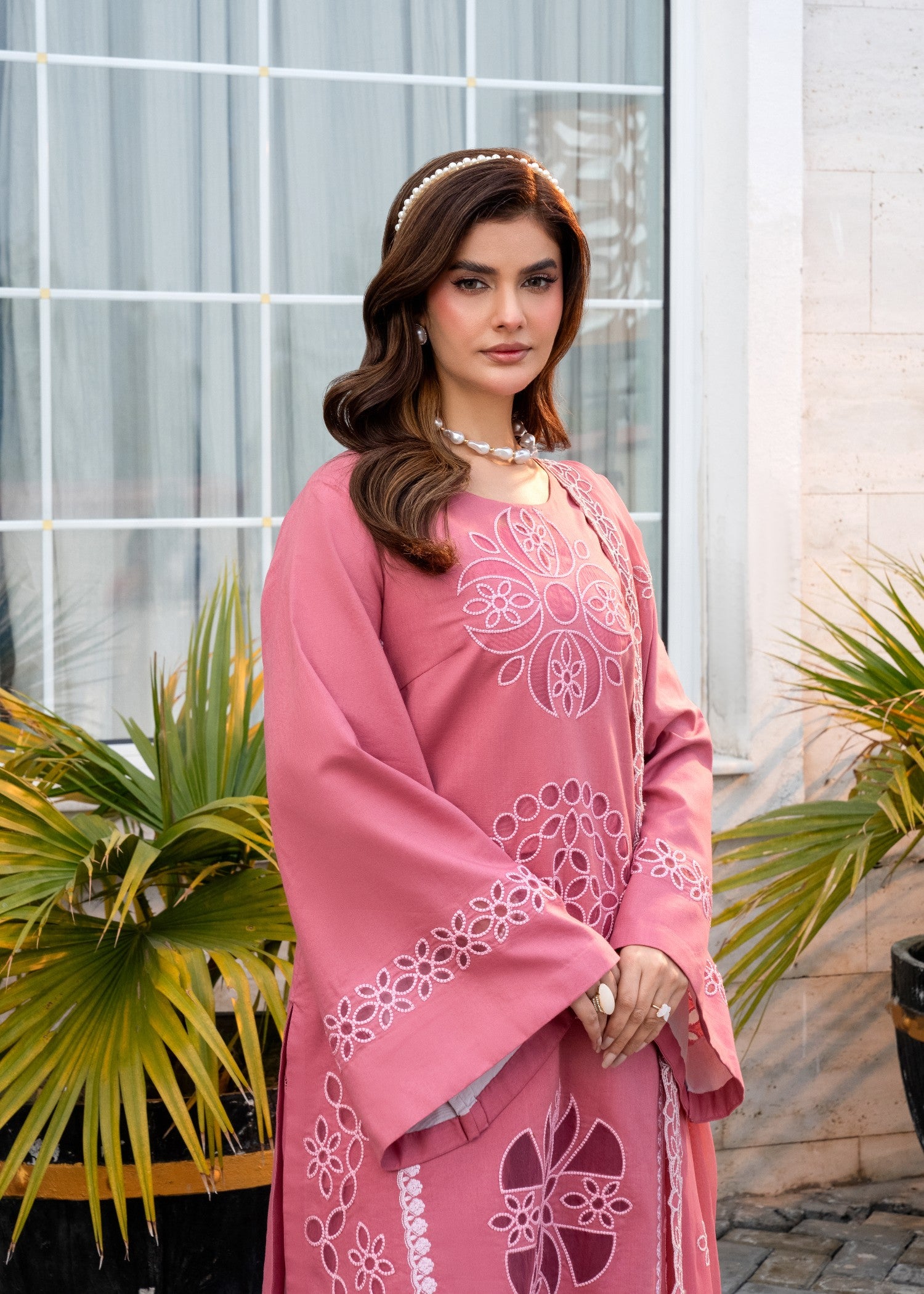 viscose Kurta Set in Salmon pink
