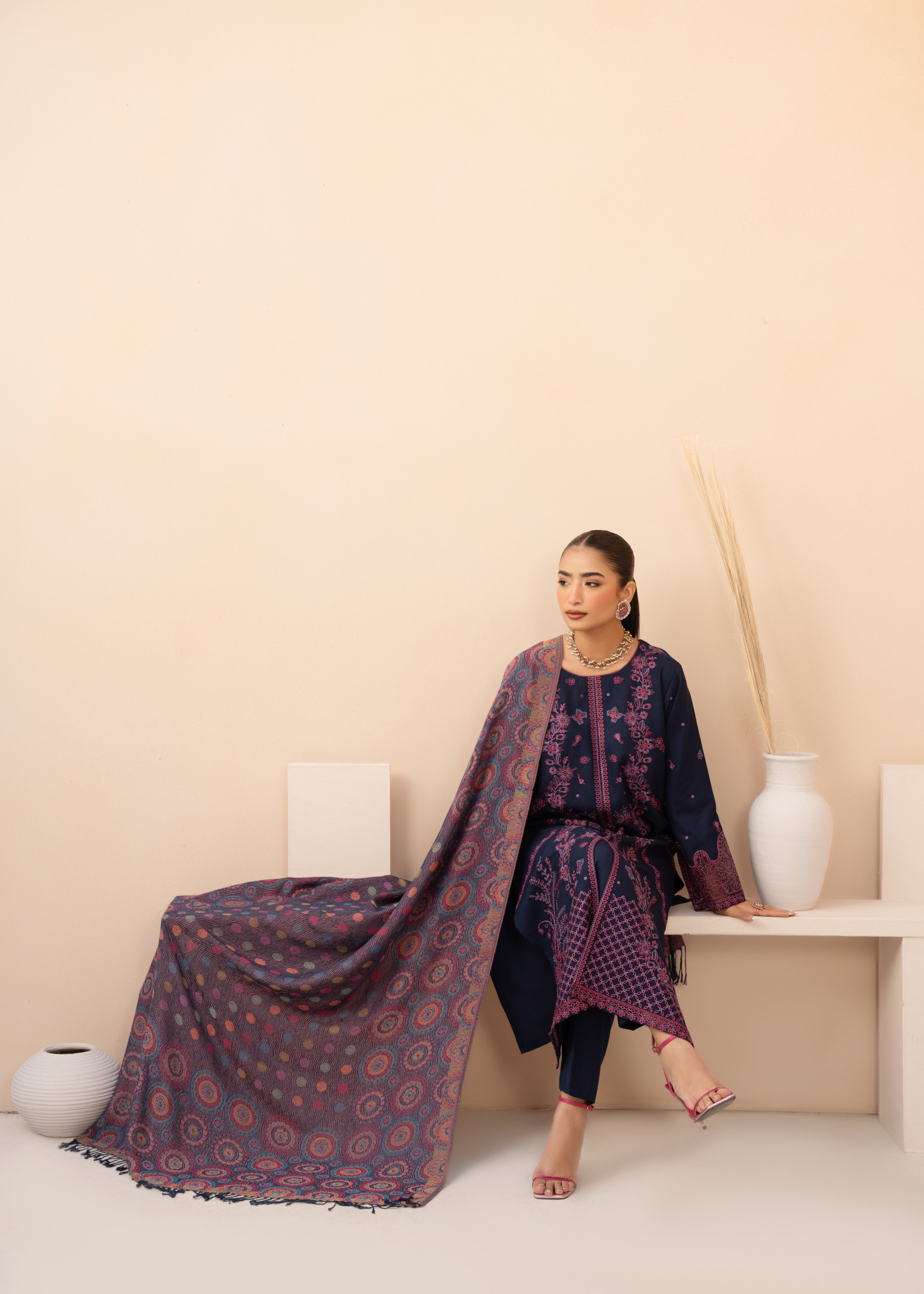 dhanak Kurta Set in Purple