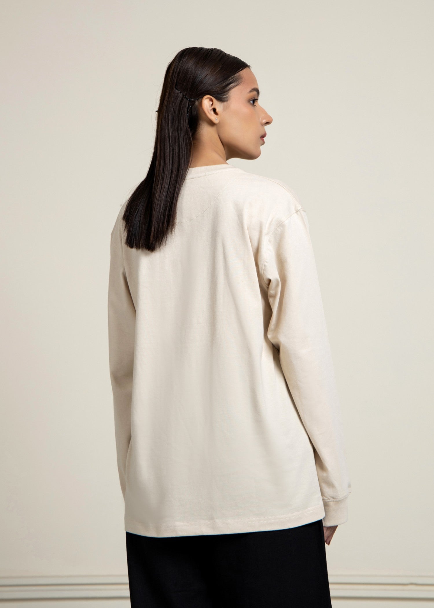cotton jersey Sweatshirt in Cream