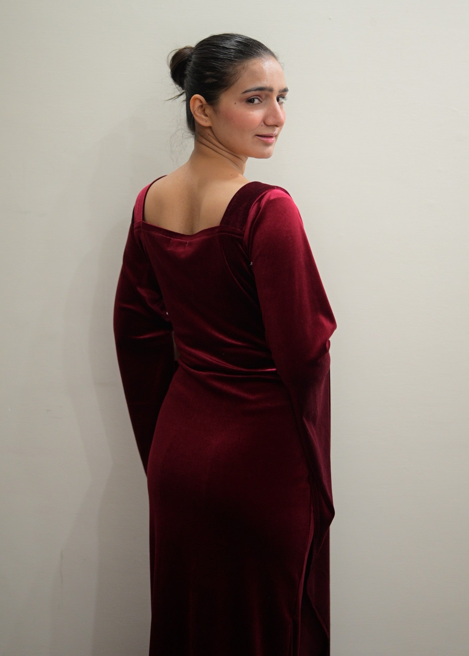 velvet Dress in Burgundy