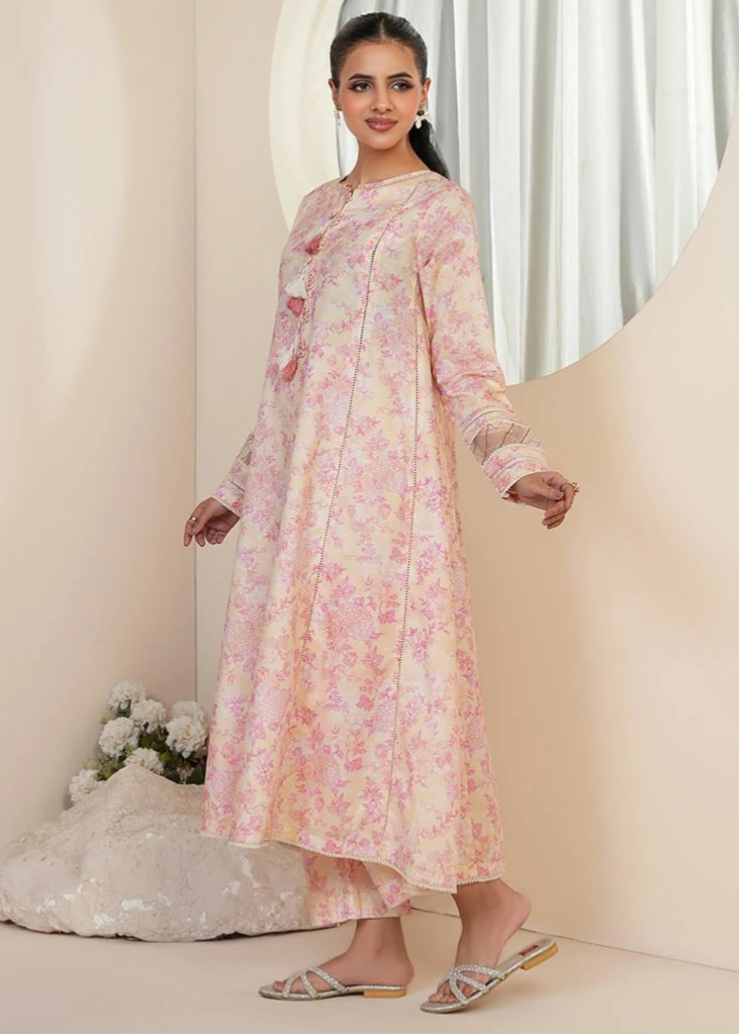 cambric Co Ord Sets in Pink, light yellow