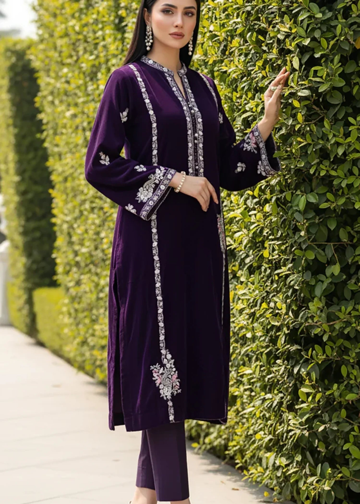 velvet Kurti in Purple