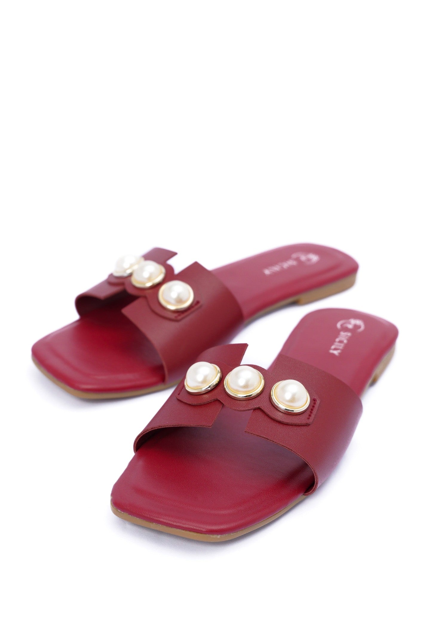 Slides in Crimson by - High Quality Women Slides BGP0564