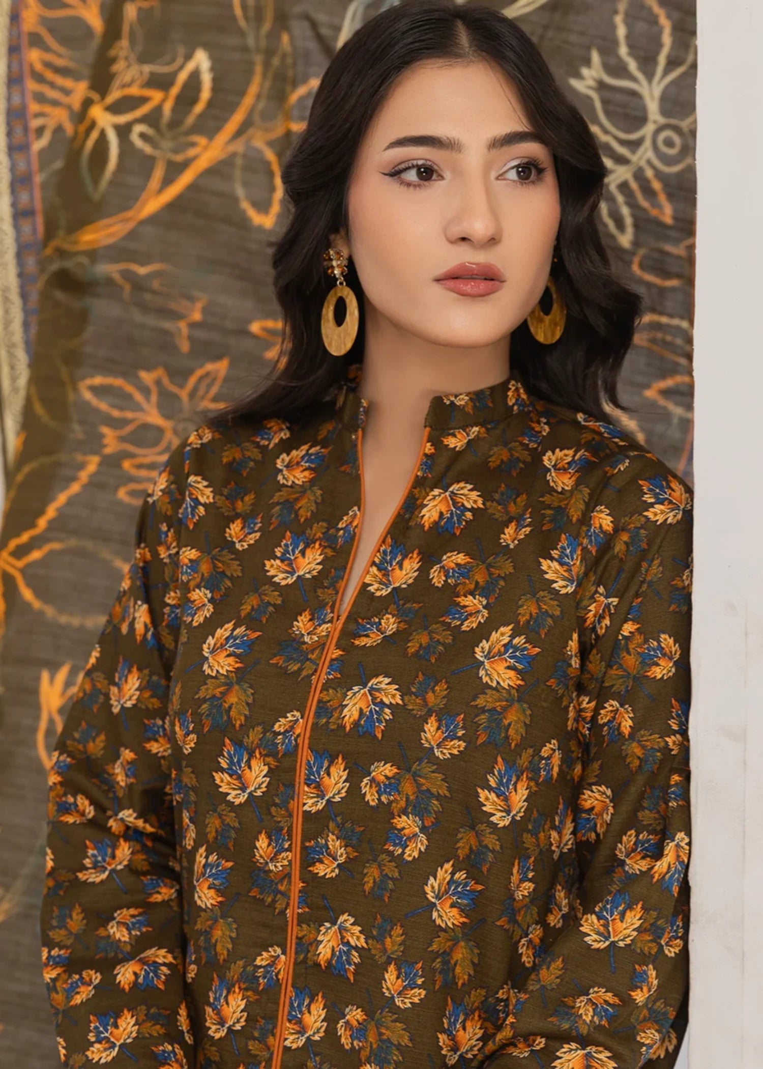 khaddar Unstitched in Hunter green