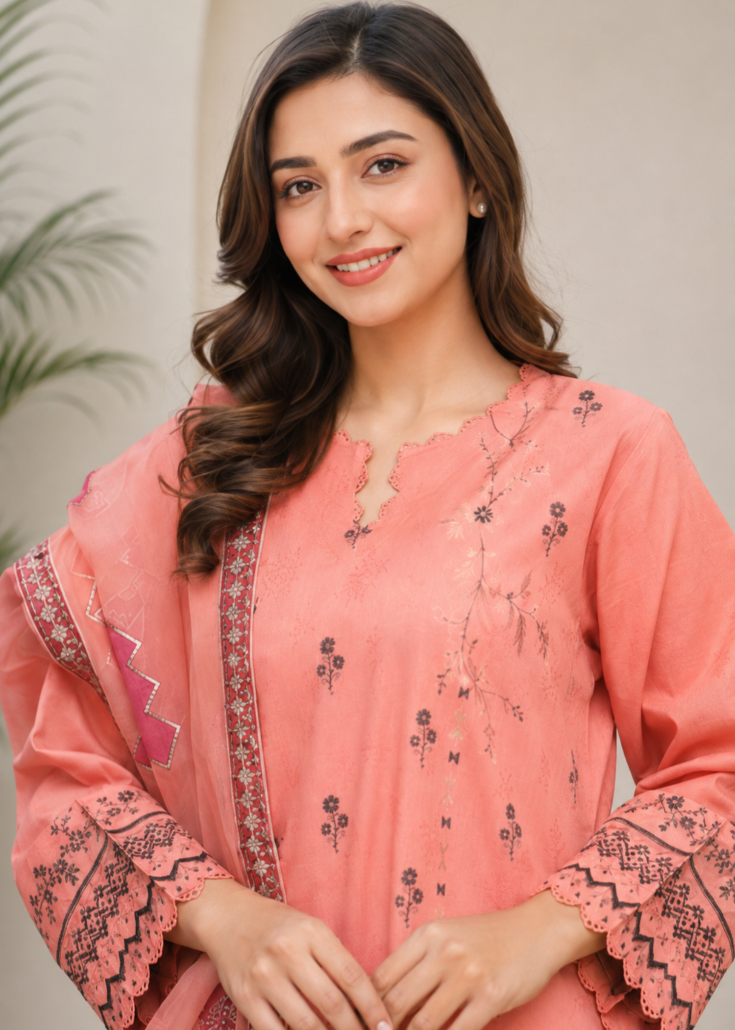 lawn Kurta Set in Taffy pink