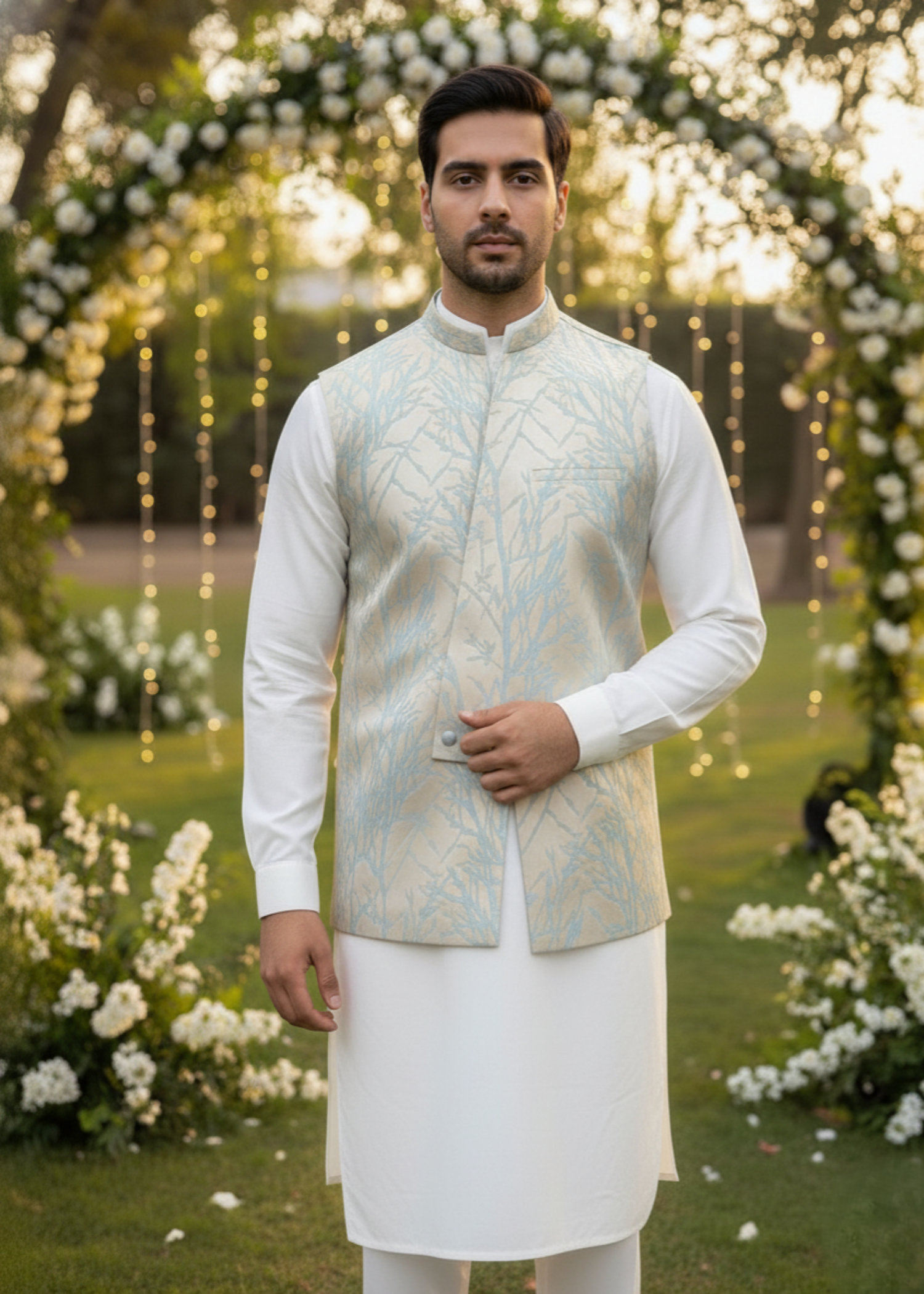 suiting Waistcoat in Ice blue by The Great Masters (TGM)