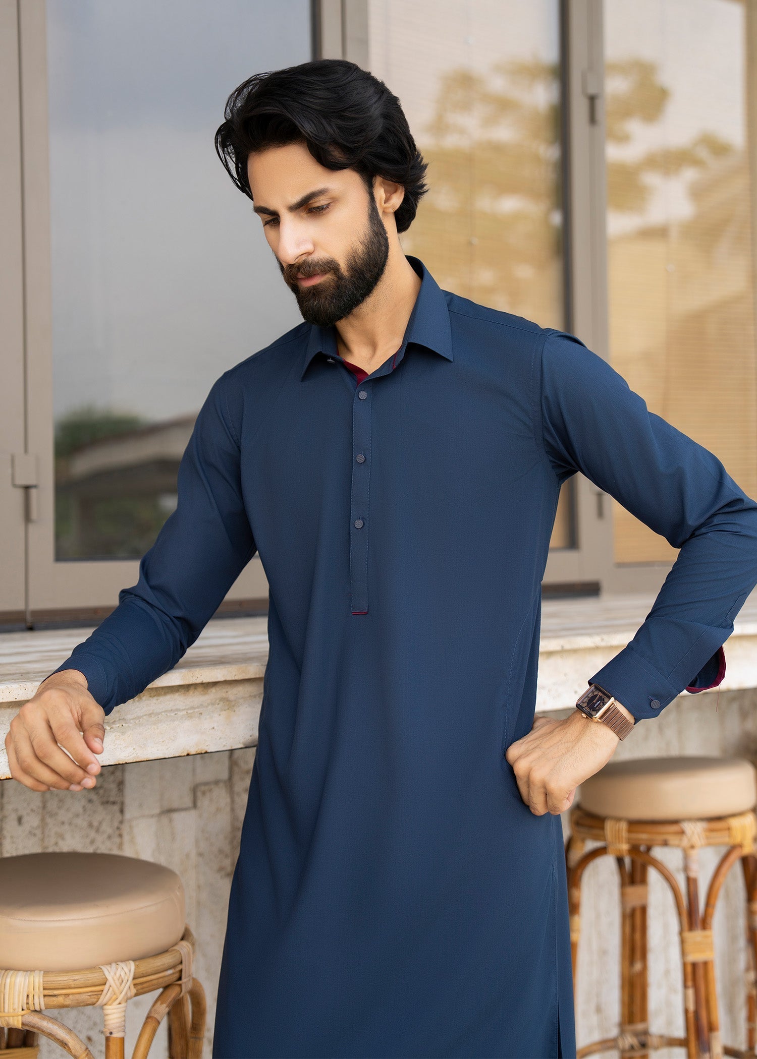 wash & wear Shalwar Kameez in Royal blue by Buraq