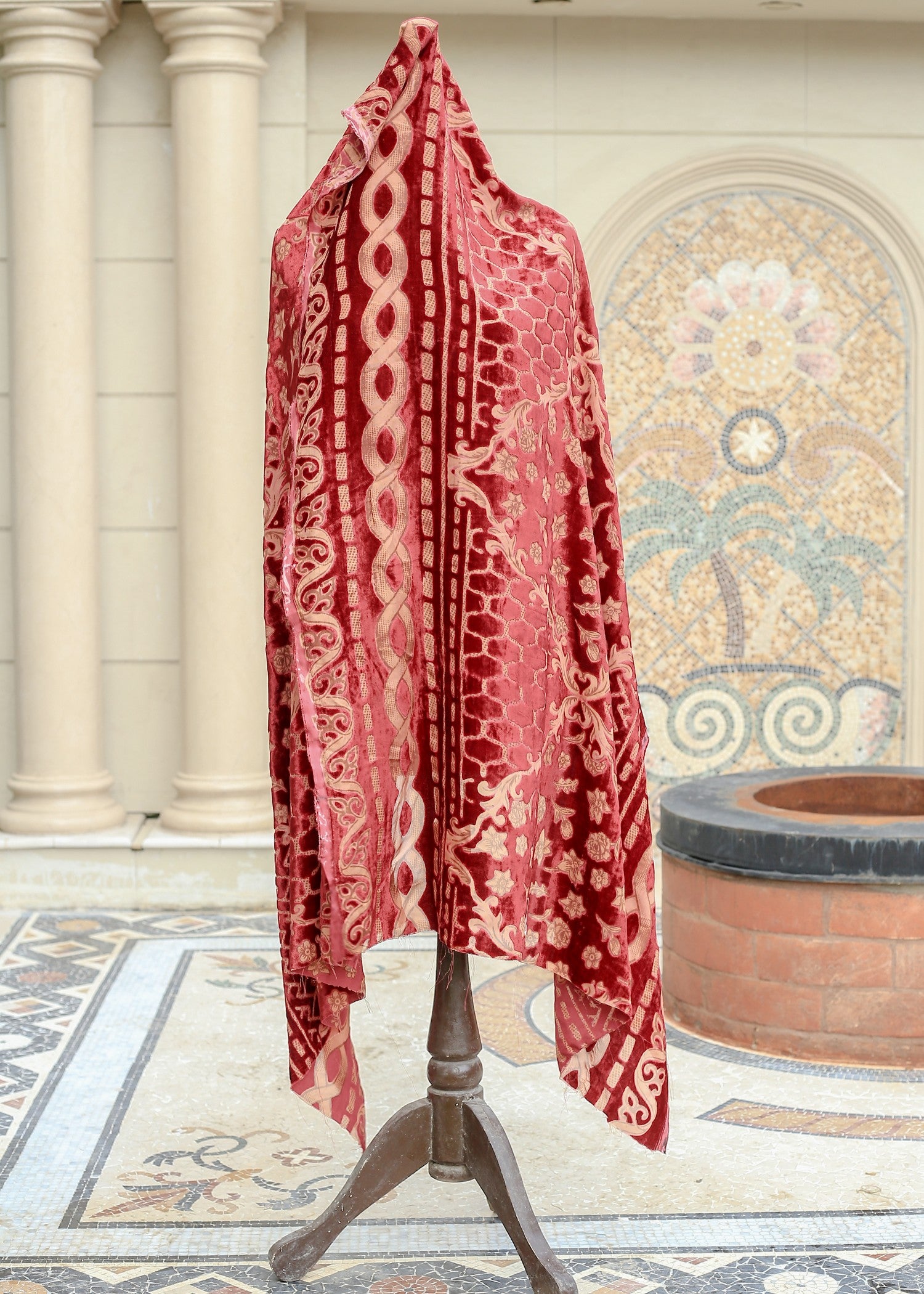 Shawl in Wine red, bone Color by - Trendy Women Shawl TYO1081