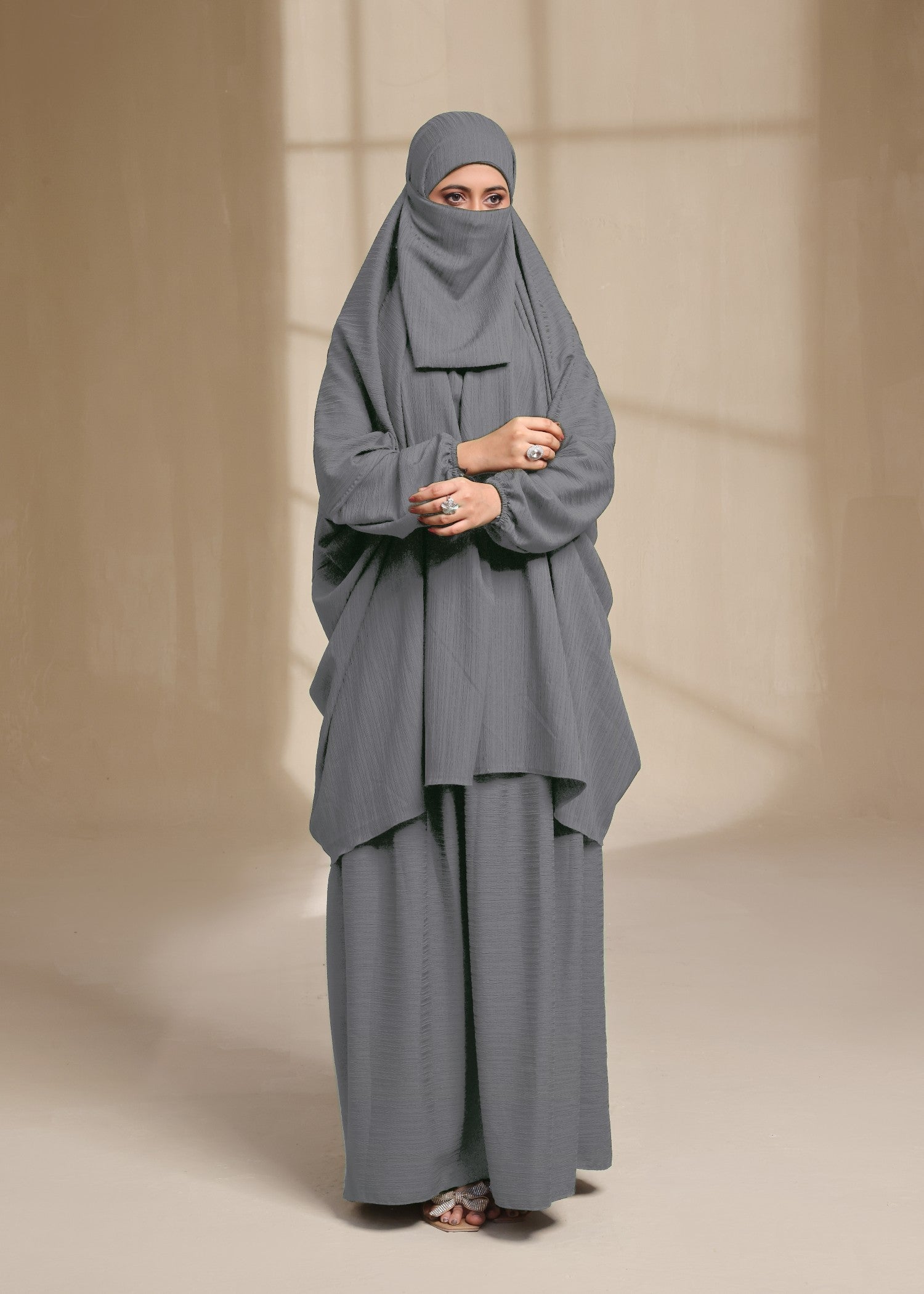 georgette Jilbab in Grey