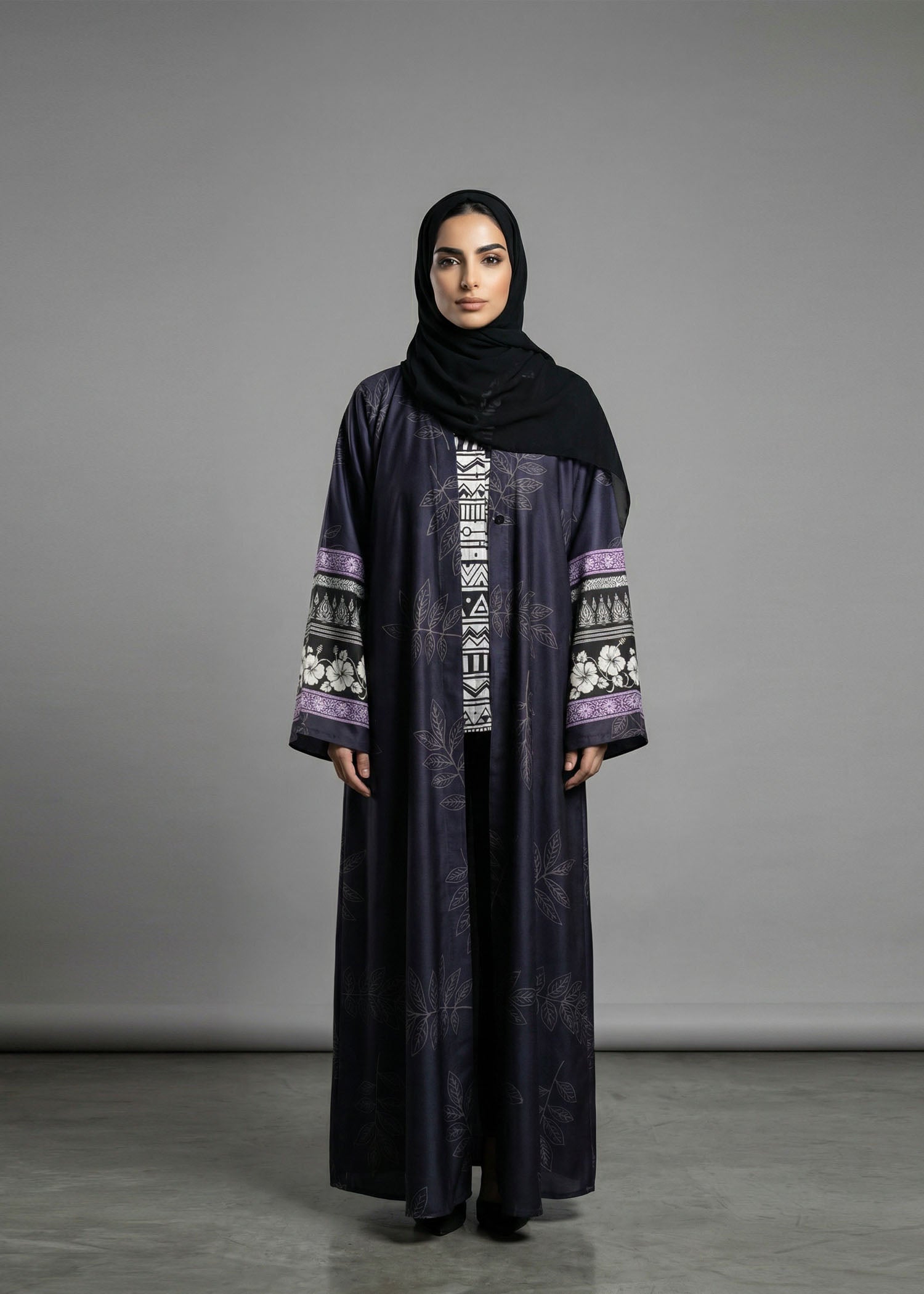 silk Abaya in Dark grey