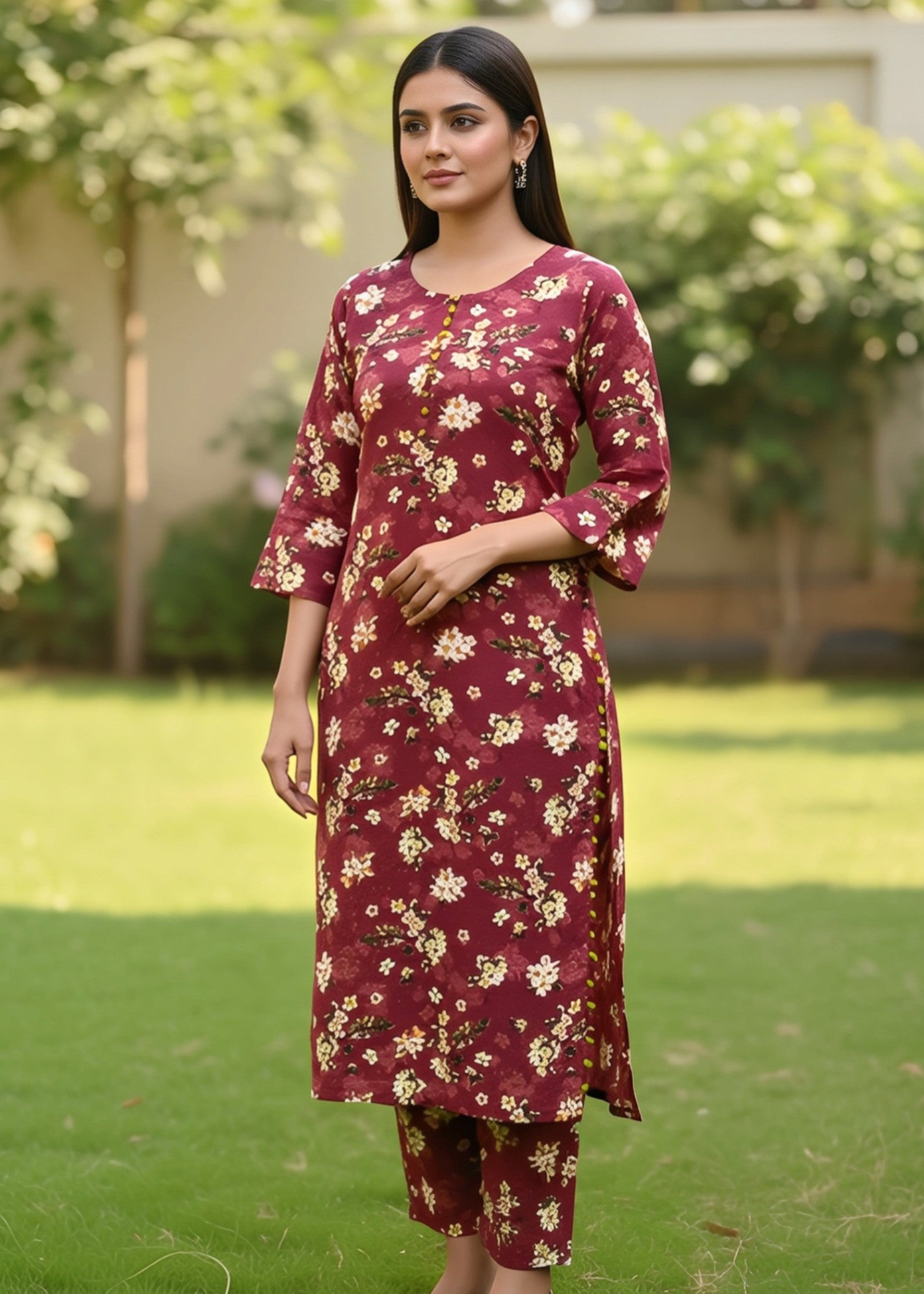 cotton Co Ord Sets in Carmine