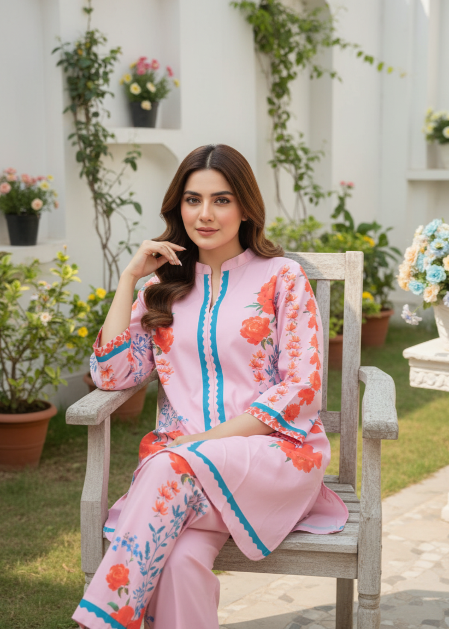 cotton crepe Co Ord Sets in Bubblegum pink