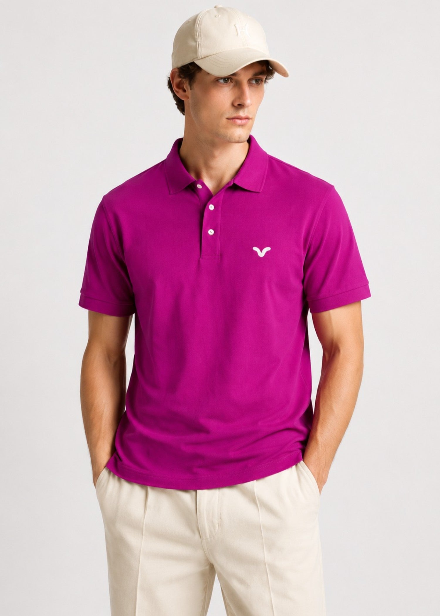 cotton jersey Polo Shirt in Magenta