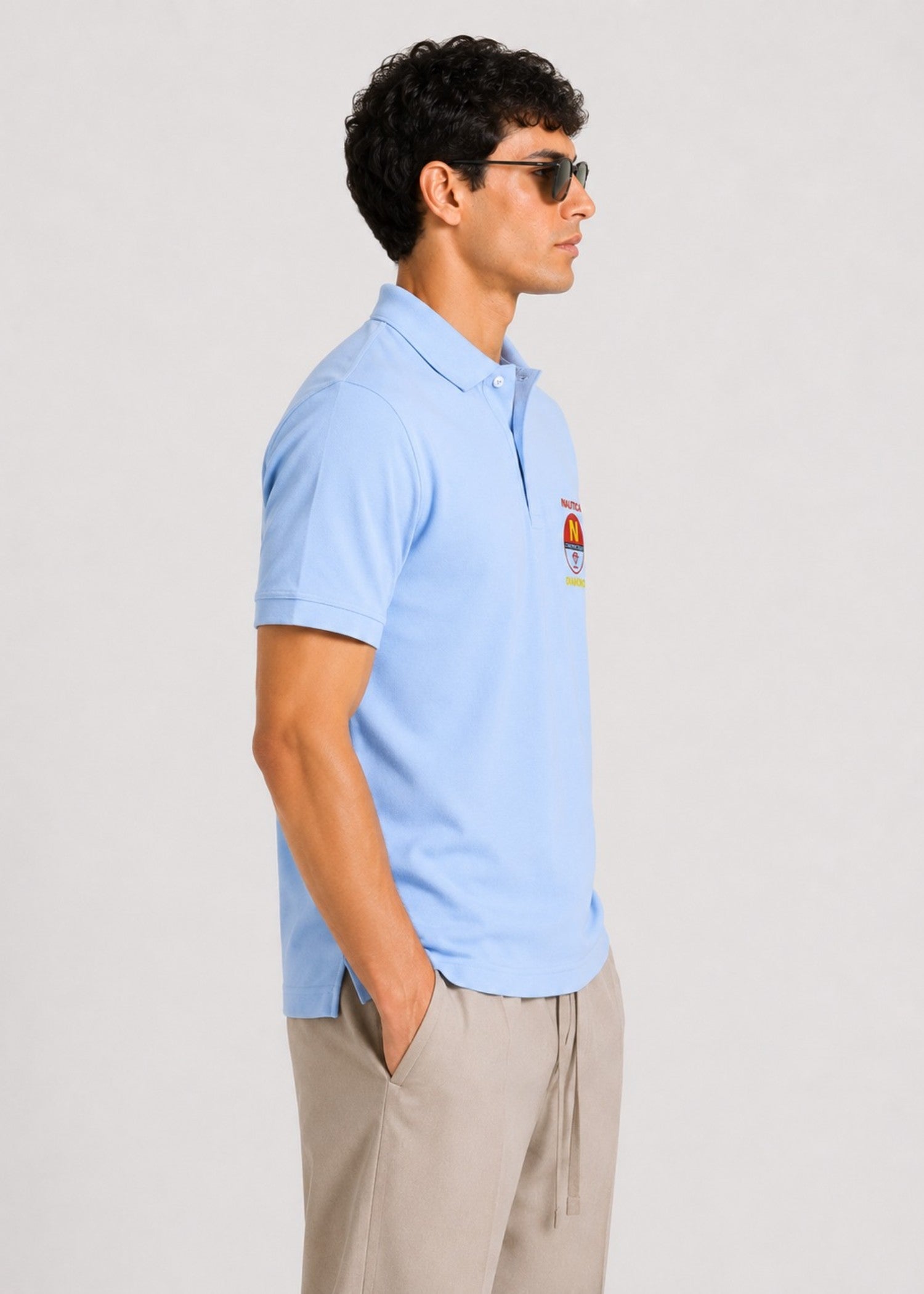 cotton Polo Shirt in Sky