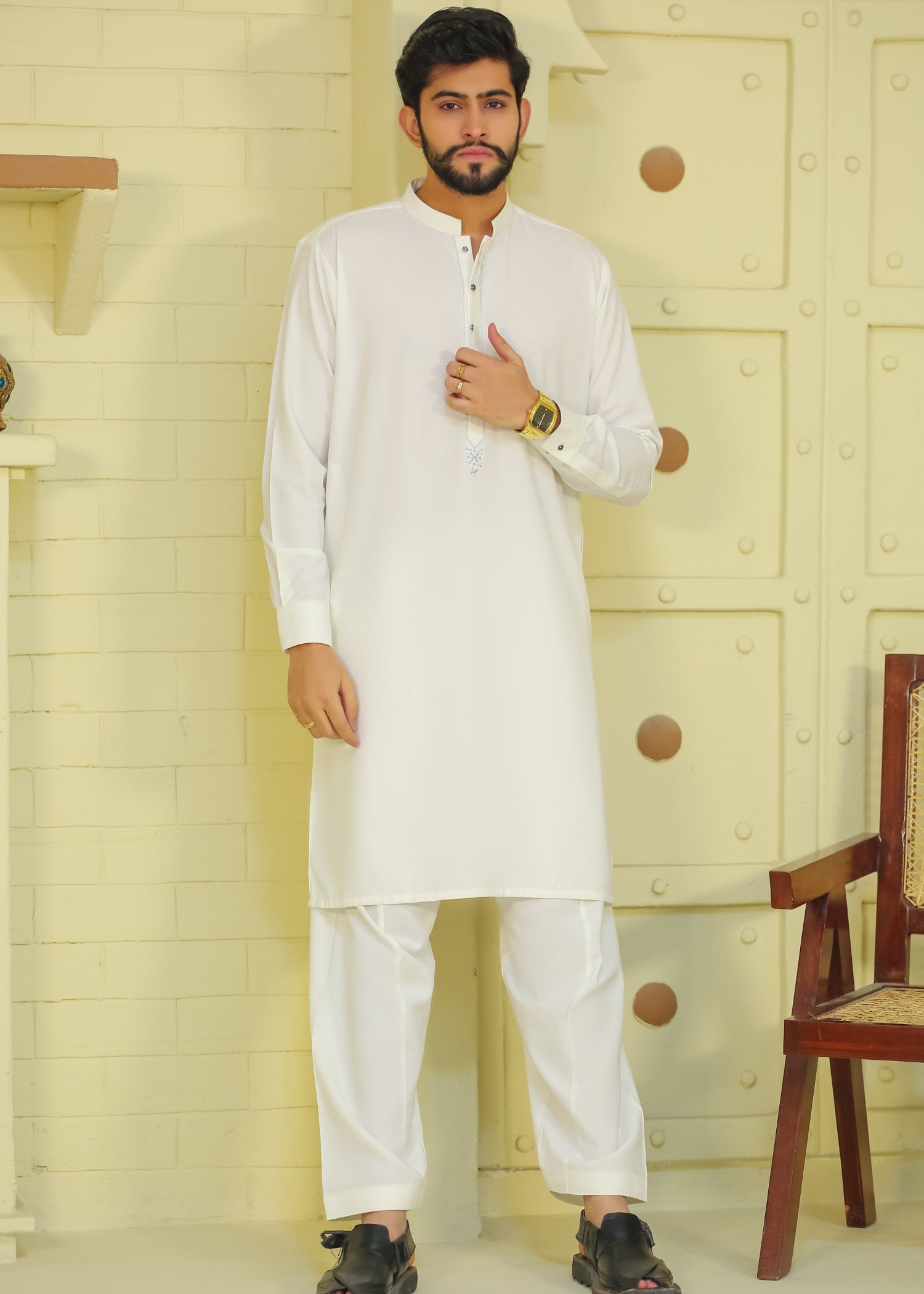 cotton Shalwar Kameez in White