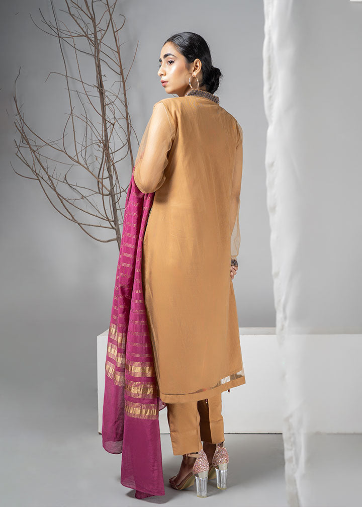 net Kurta Set in Mustard