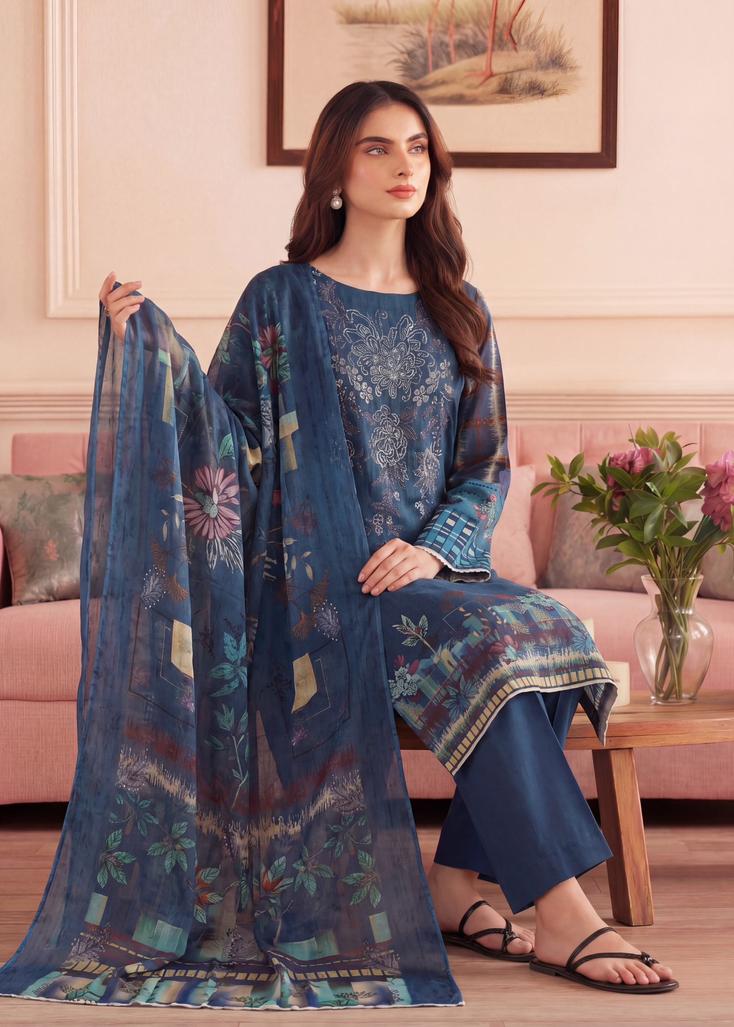 viscose Unstitched in Midnight blue