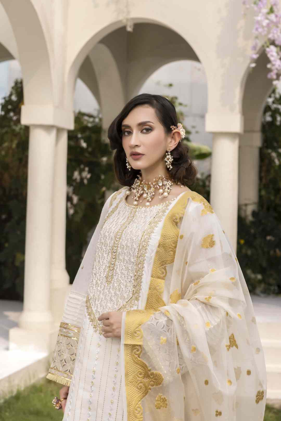 cotton satin Sharara in White