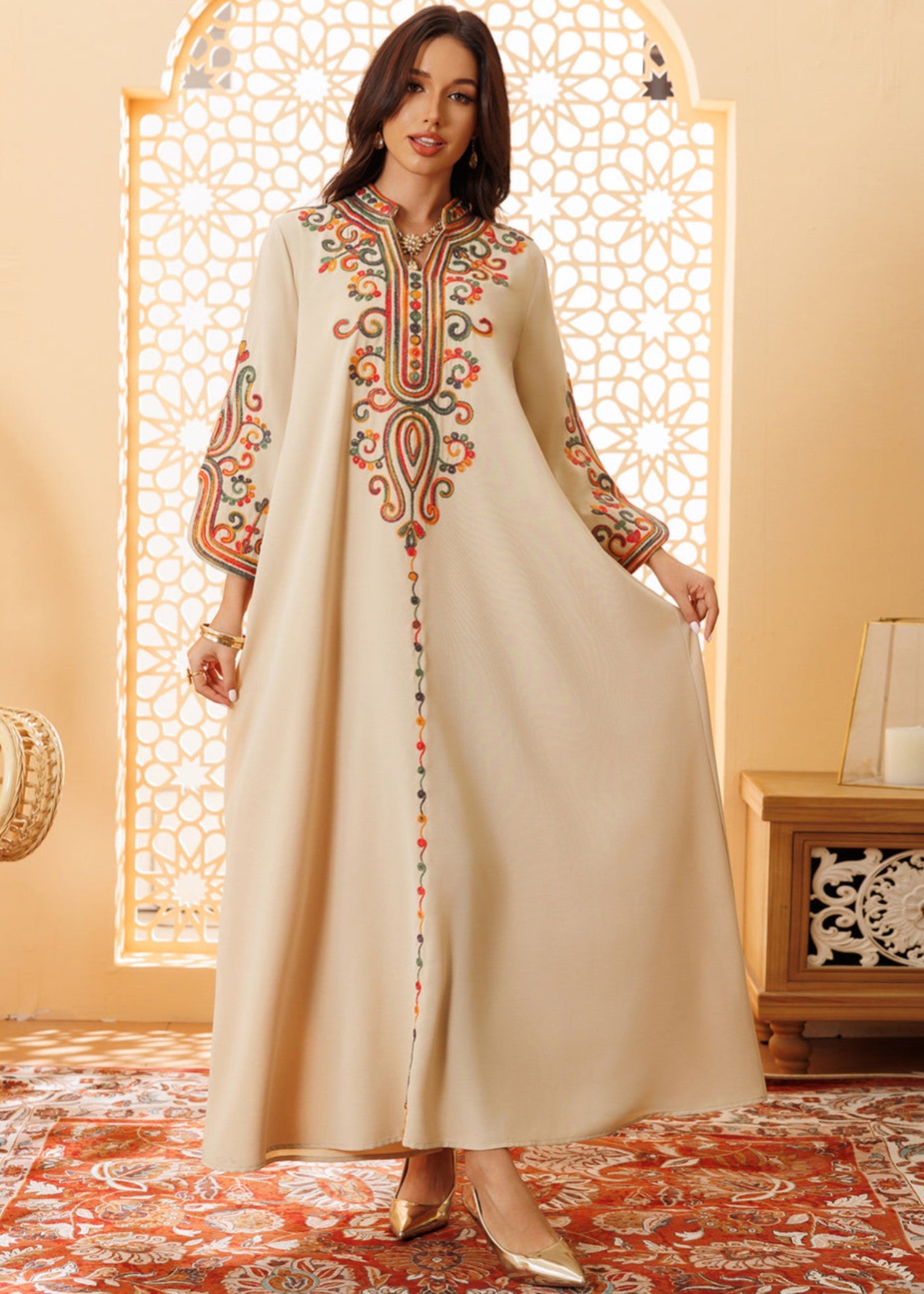linen Kaftan in Beige